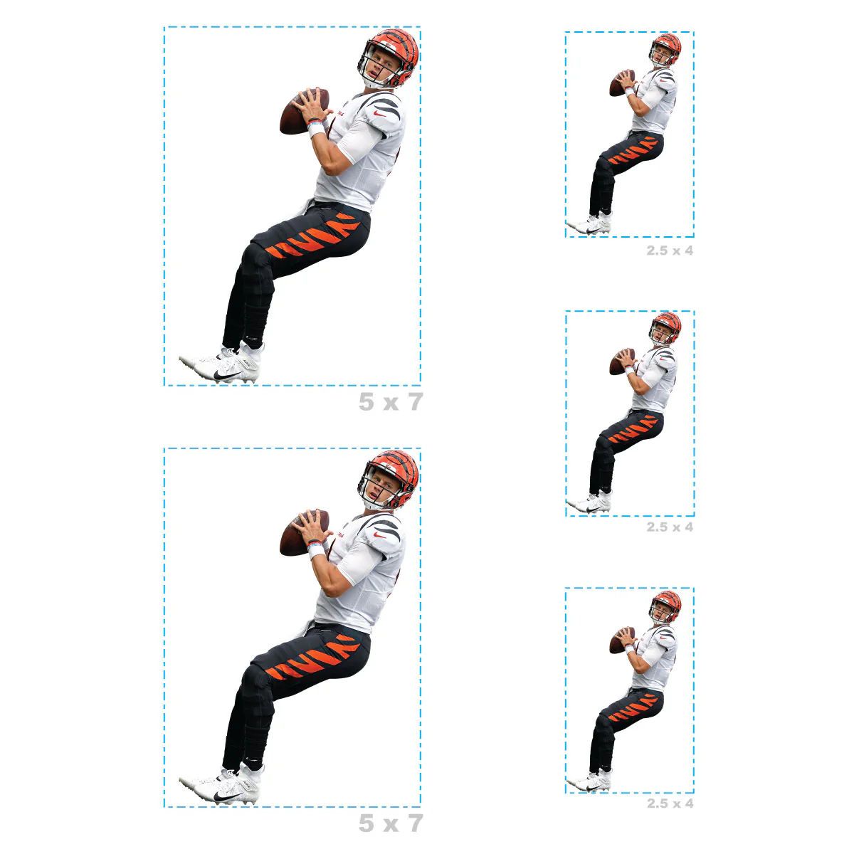 Joe Burrow - 5 Player Minis (Mixed Sizes) - Official NFL - Cincinnati Bengals - Reusable Vinyl Decals - Image 3