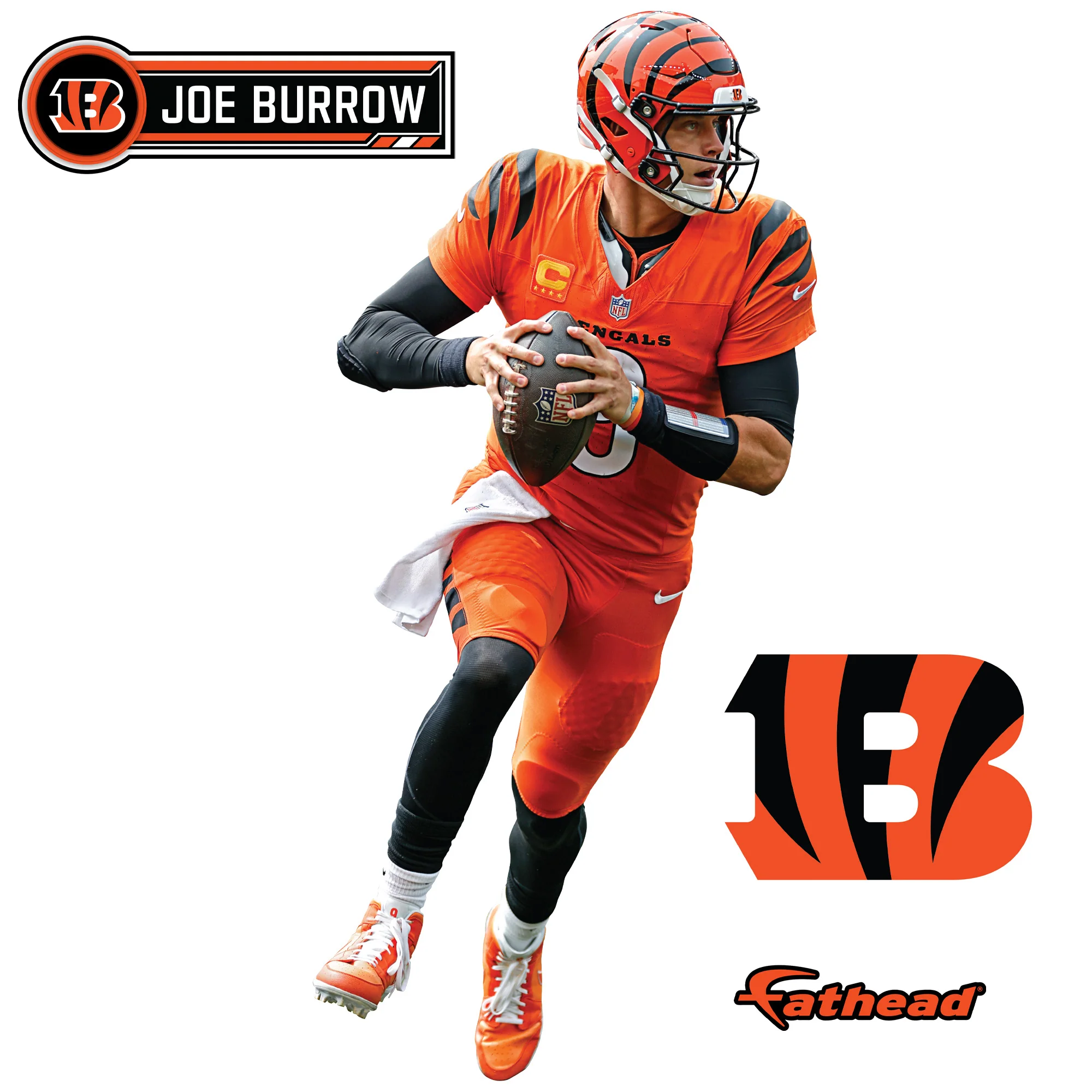 Joe Burrow - RealBig Orange Out Collection - Official NFL - Cincinnati Bengals - Reusable Vinyl Wall Decals - Image 6