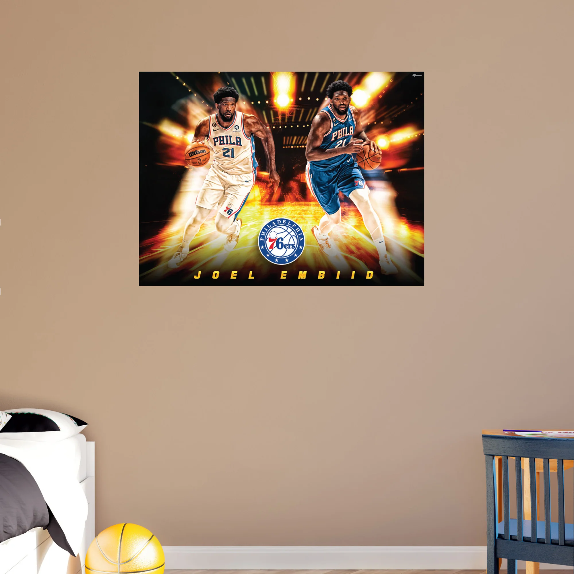Joel Embiid - Icon Series - Peel & Stick Poster - Official NBA - Philadelphia 76ers - Reusable Vinyl Wall Decal - Image 3