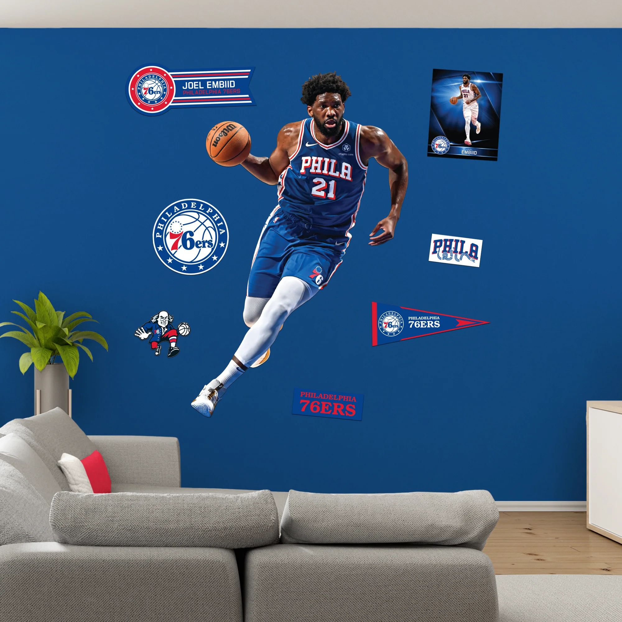 Joel Embiid - RealBig Liberty Charge Collection - Official NBA - Philadelphia 76ers - Reusable Vinyl Wall Decals - Image 3