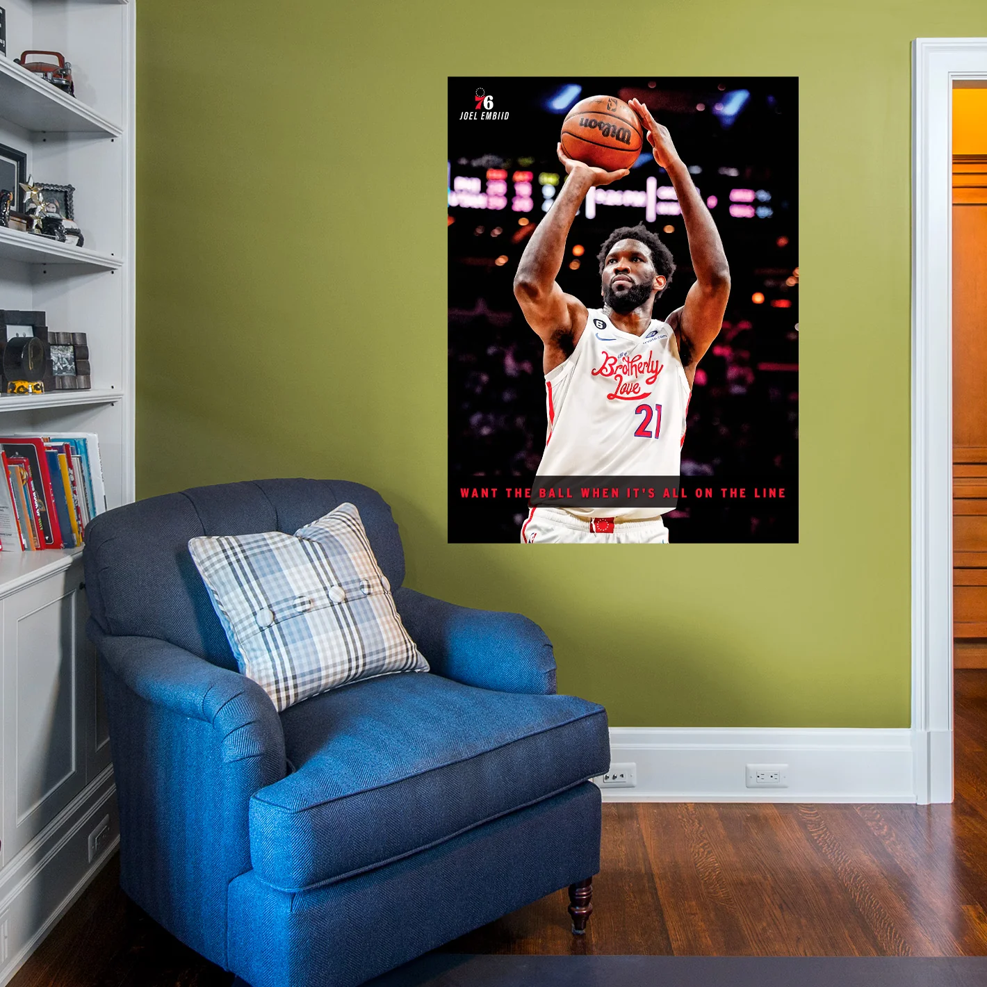 Joel Embiid - Shooting - Motivational - Peel & Stick Poster - Official NBA - Philadelphia 76ers - Reusable Vinyl Wall Decal - Image 3