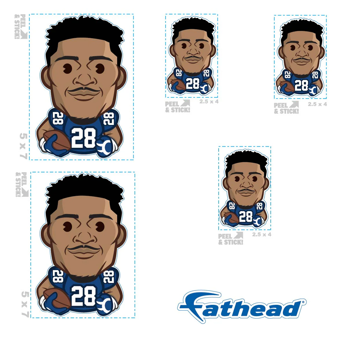 Jonathan Taylor - 5 Emoji Minis (Mixed Sizes) - Official NFLPA - Indianapolis Colts - Reusable Vinyl Decals - Image 4