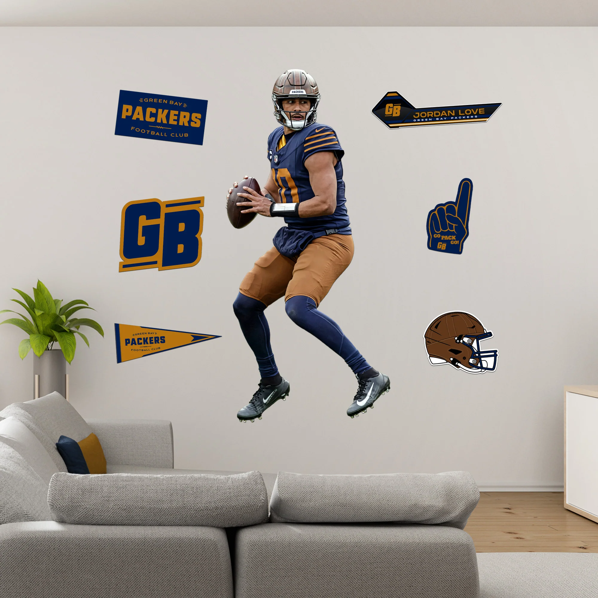 Jordan Love - RealBig Throwback Collection - Official NFL - Green Bay Packers - Reusable Vinyl Wall Decals