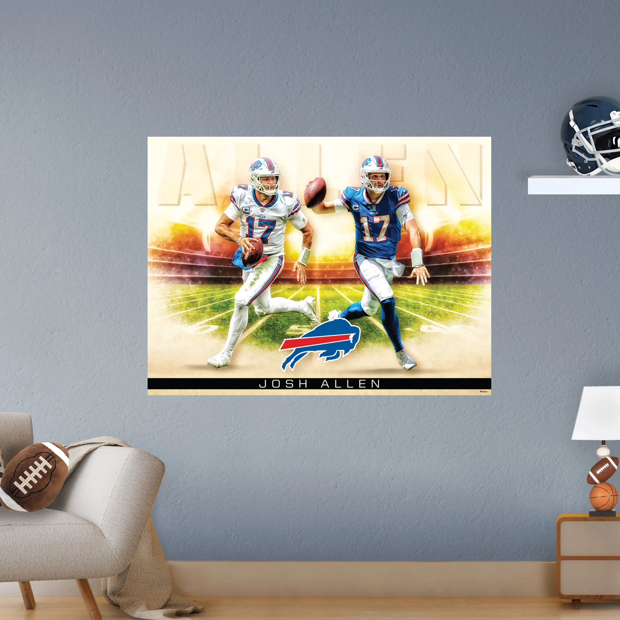 Josh Allen - Icon Series - Peel & Stick Poster - Official NFL - Buffalo Bills - Reusable Vinyl Wall Decal - Image 2
