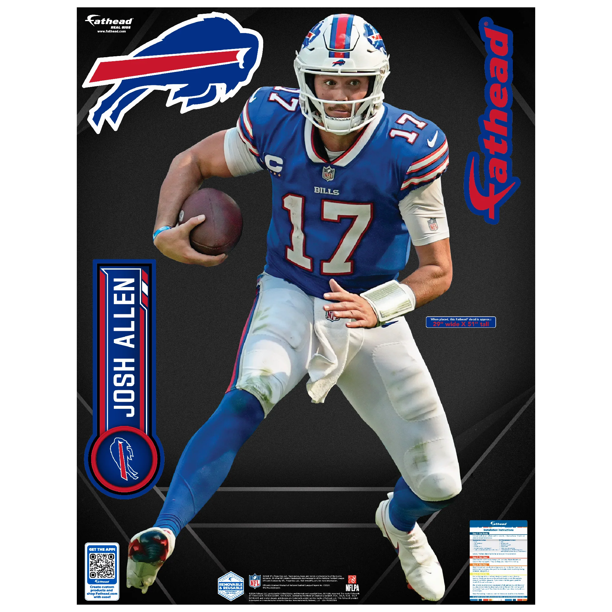 Josh Allen - Realbig Juke Collection - Official NFL - Buffalo Bills - Reusable Vinyl Wall Decals - Image 5