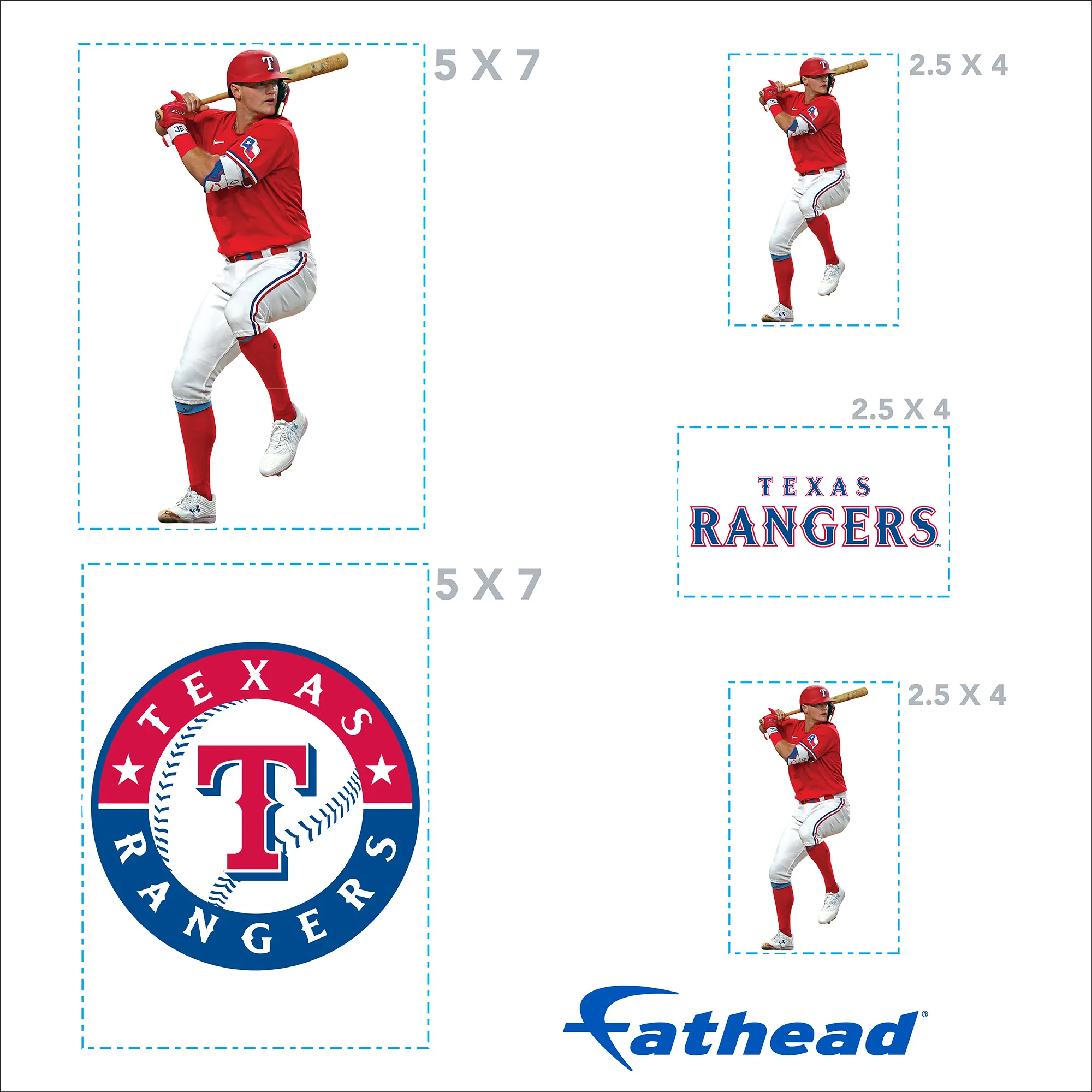 Josh Jung - 5 Minis (Mixed Sizes) - Official MLB - Texas Rangers - Reusable Vinyl Decals - Image 4