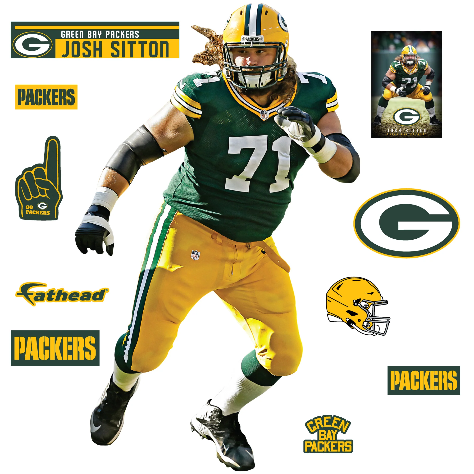 Josh Sitton Legend - RealBig Collection - Official NFL - Green Bay Packers - Reusable Vinyl Wall Decals - Image 3