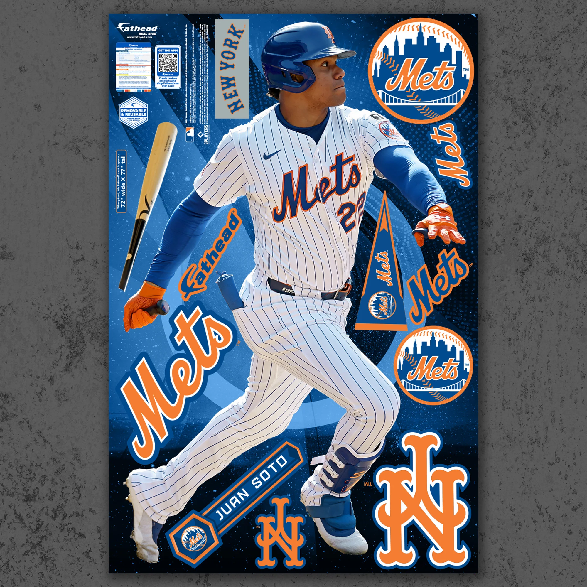 Juan Soto - RealBig Home Collection - Official MLB - New York Mets - Reusable Vinyl Wall Decals - Image 2