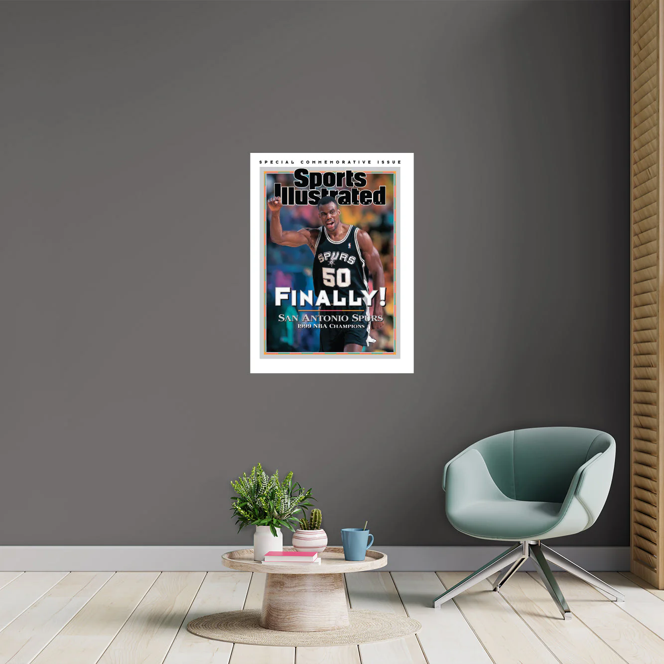 July 1999 Champions Commemorative Sports Illustrated Cover - Peel & Stick Poster - Official NBA - San Antonio Spurs - Reusable Vinyl Wall Decal - Image 4