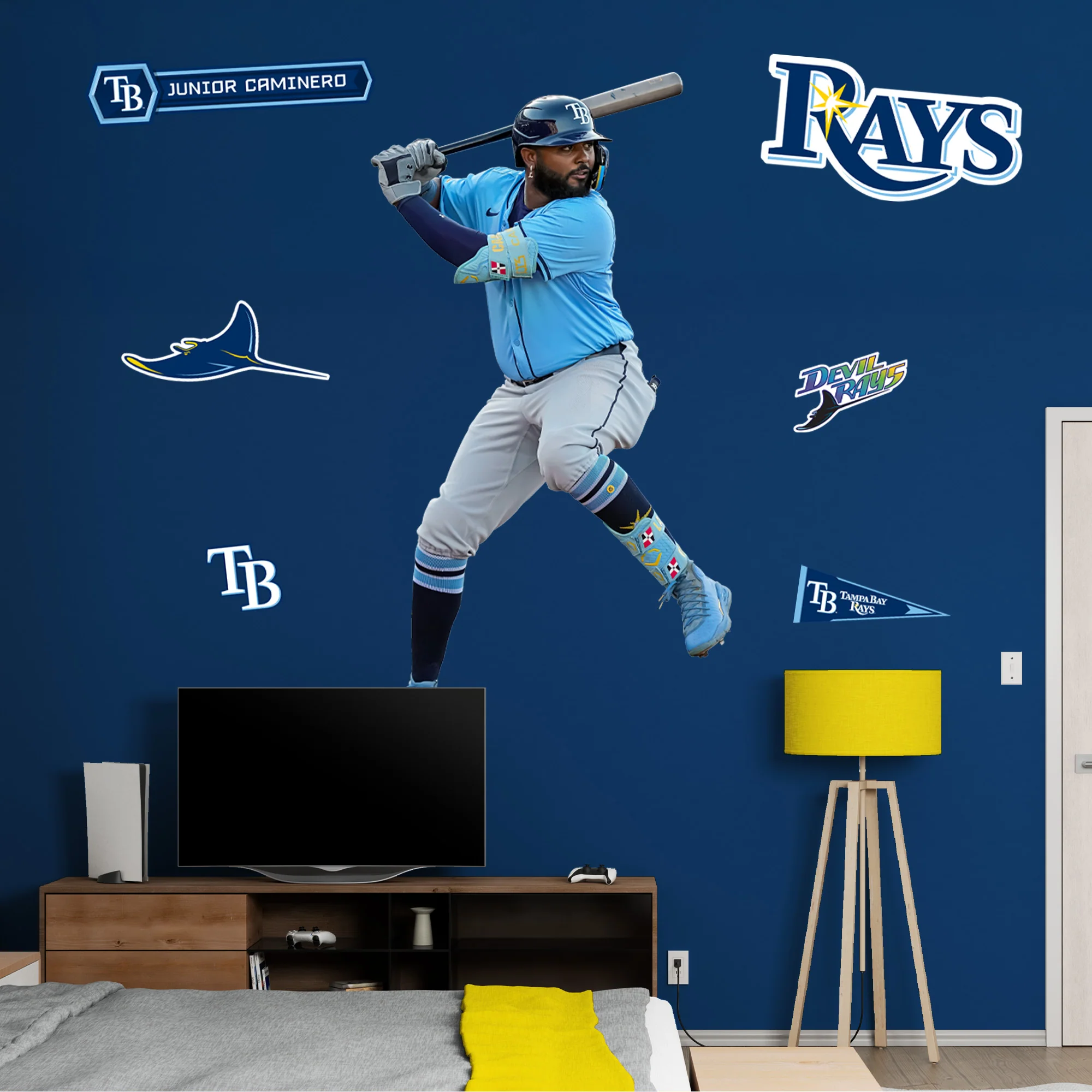 Junior Caminero - RealBig Collection - Official MLB - Tampa Bay Rays - Reusable Vinyl Wall Decals - Image 3