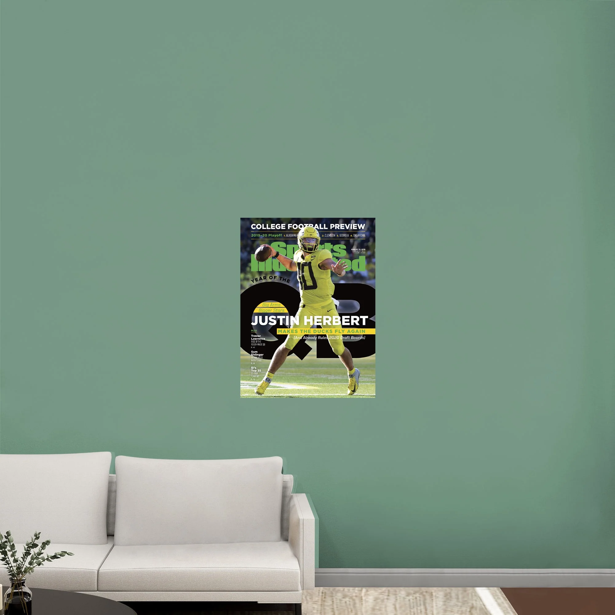 Justin Herbert - August 2019 Sports Illustrated Cover - Peel & Stick Poster - Official NCAA - Oregon Ducks - Reusable Vinyl Wall Decal - Image 4
