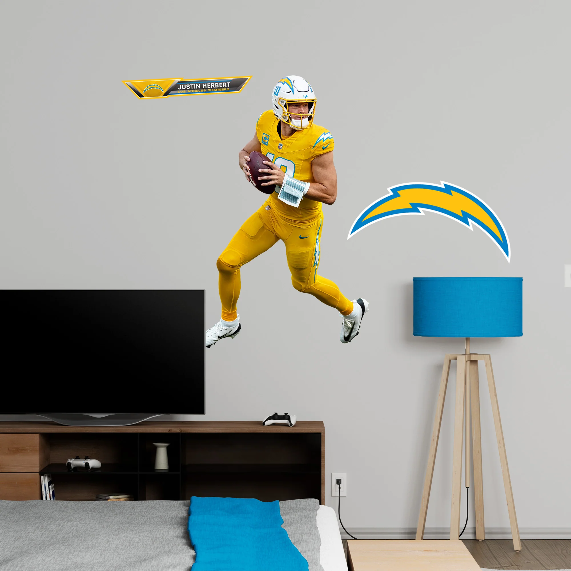 Justin Herbert - RealBig Charger Power Collection - Official NFL - Los Angeles Chargers - Reusable Vinyl Wall Decals - Image 5