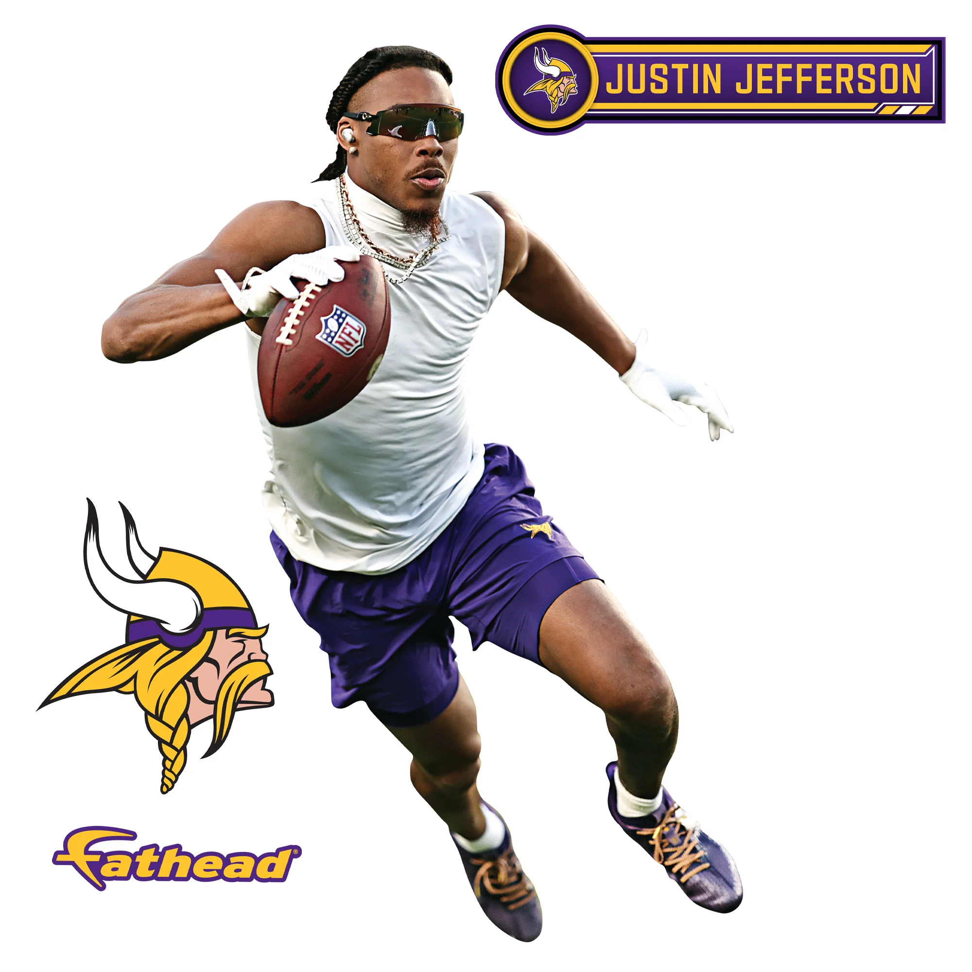Justin Jefferson - RealBig Warmups Collection - Official NFL - Minnesota Vikings - Reusable Vinyl Wall Decals - Image 6