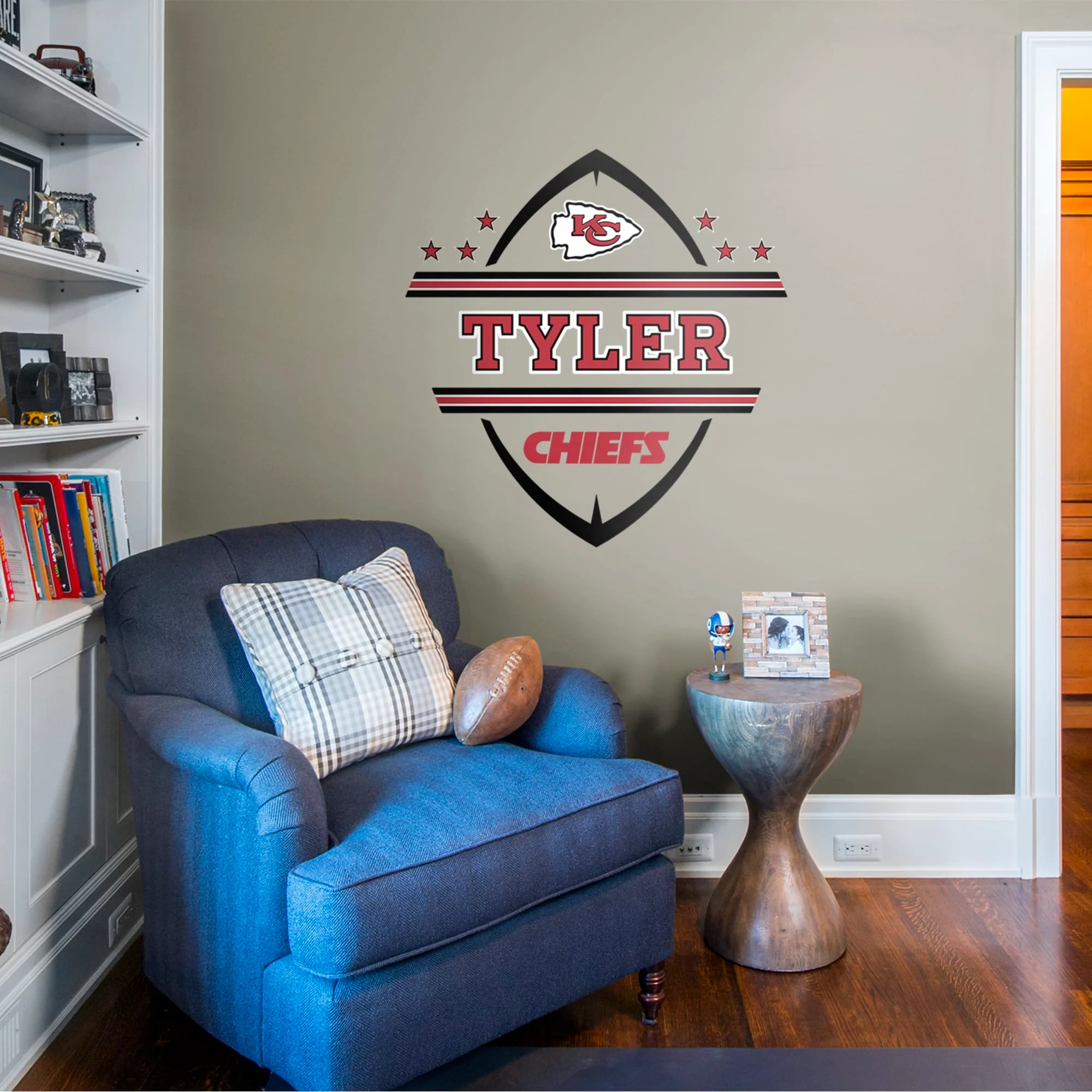 Kansas City Chiefs Logo - With Personalized Name - Official NFL - Reusable Vinyl Transfer Decal