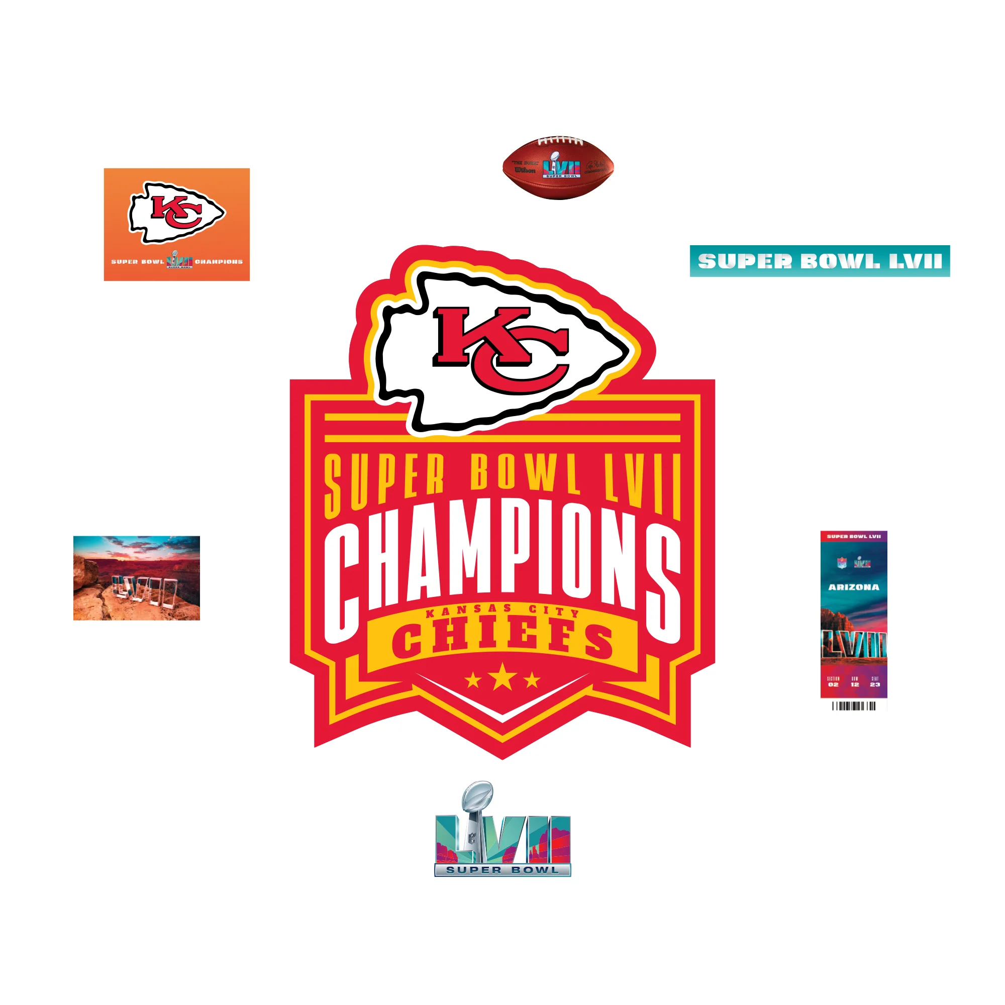 Kansas City Chiefs - RealBig Super Bowl LVII Champions Logo Collection - Official NFL - Reusable Vinyl Wall Decals - Image 3