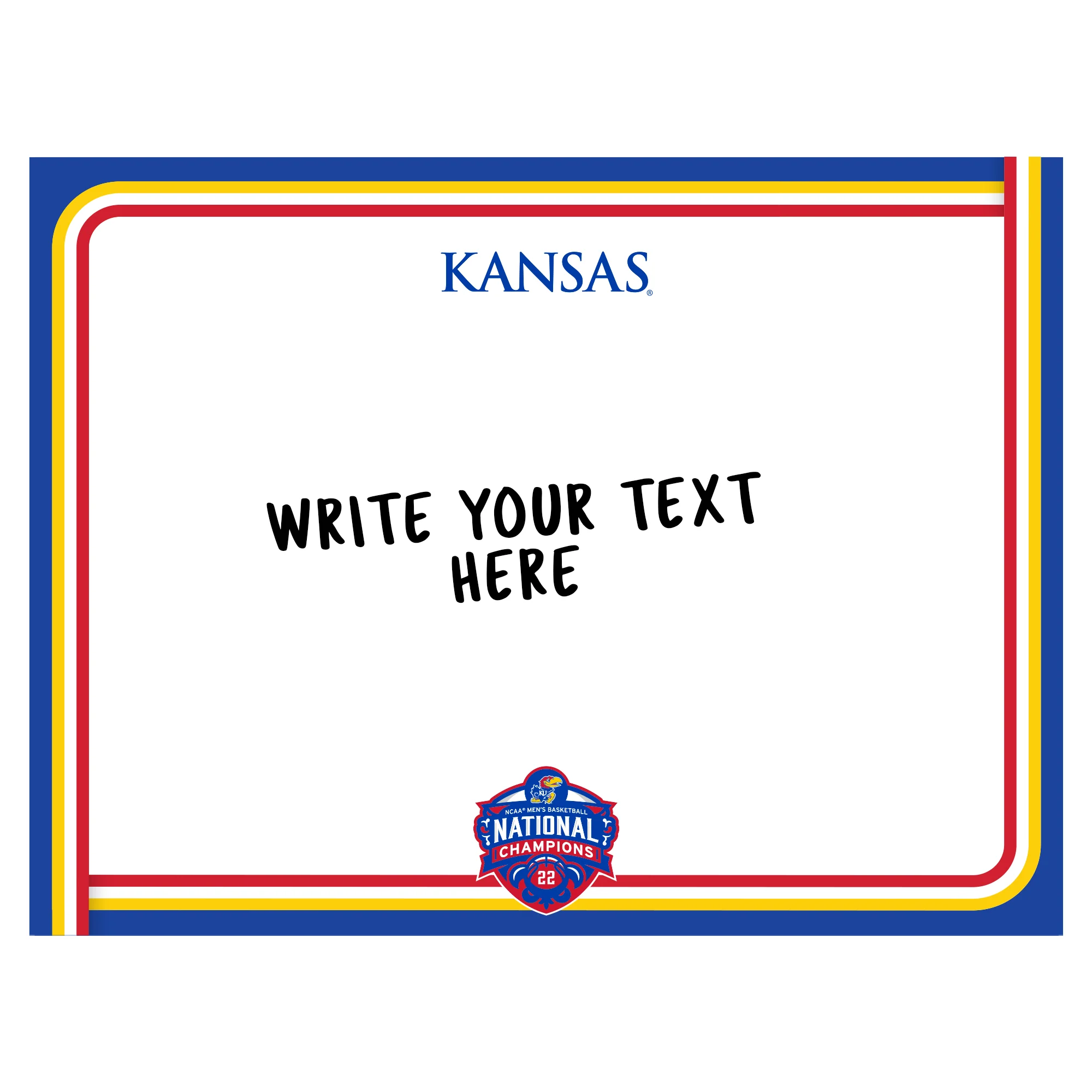 Kansas Jayhawks - 2022 Basketball Champions - Dry Erase Whiteboard - Official NCAA - Reusable Vinyl Wall Decal - Image 2