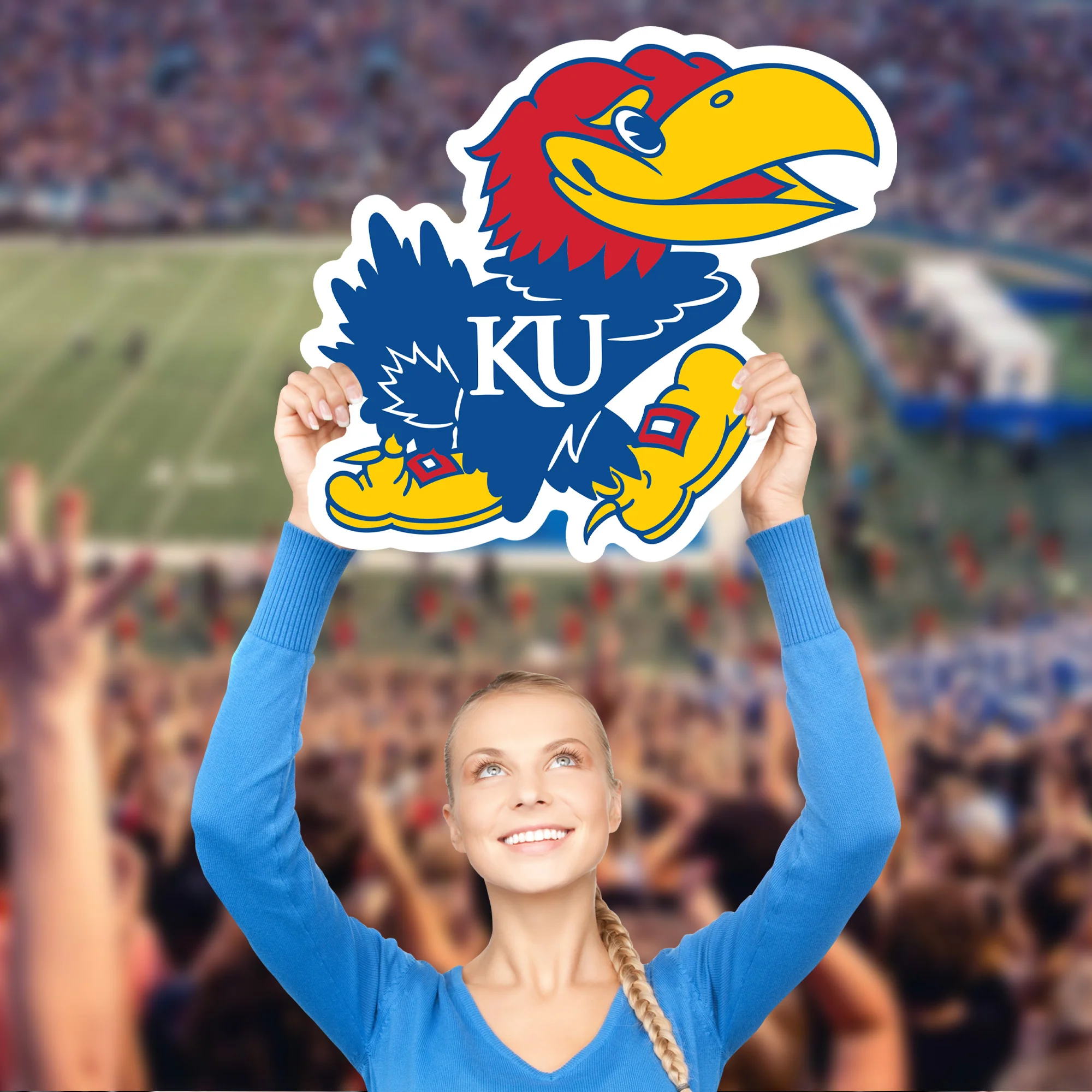 Kansas Jayhawks Logo - Big Head - Official NCAA - Foam Core Cutout