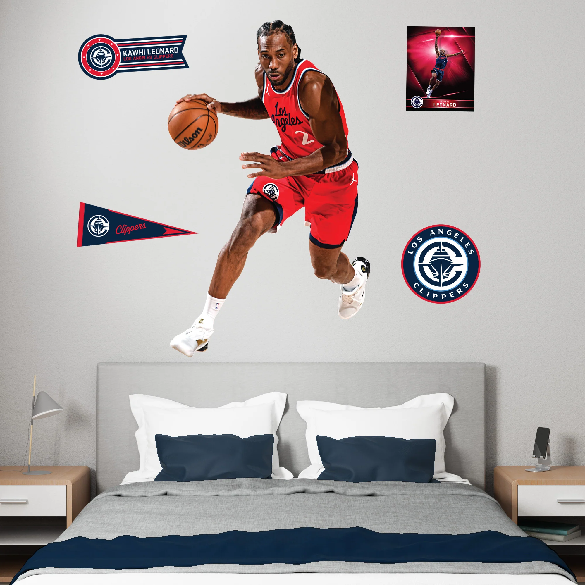 Kawhi Leonard - RealBig Collection - Official NBA - Los Angeles Clippers - Reusable Vinyl Wall Decals