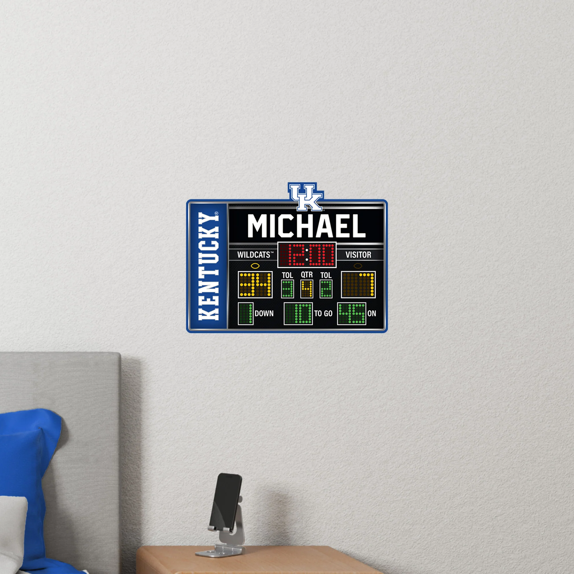 Kentucky Wildcats - Scoreboard Graphic - With Personalized Name - Official NCAA - Reusable Vinyl Wall Decal - Image 6