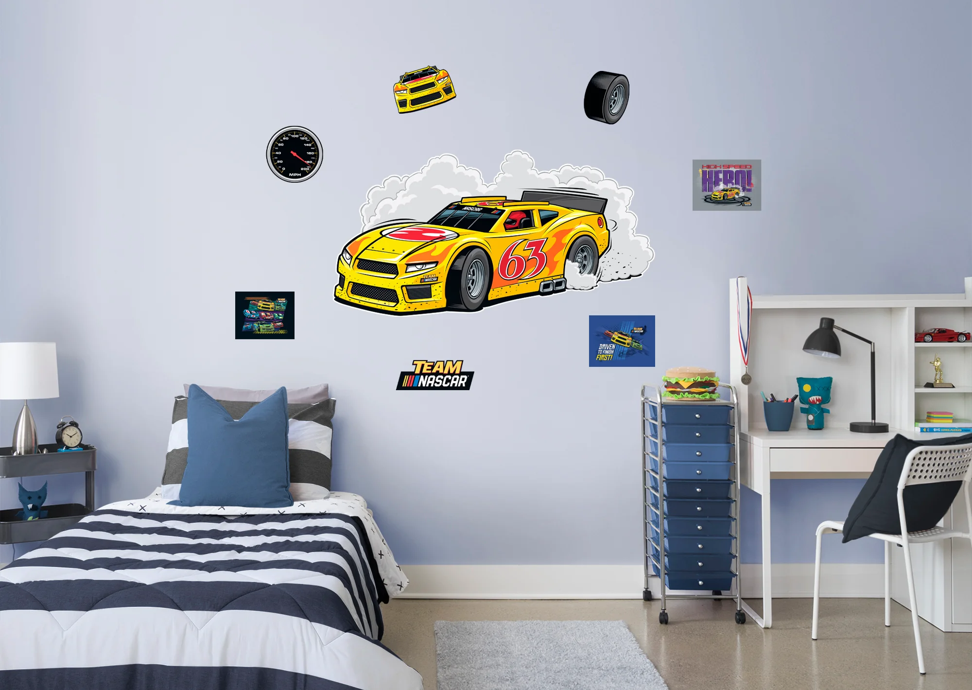 Kids Burn Rubber - RealBig Collection - Official NASCAR - Reusable Vinyl Wall Decals