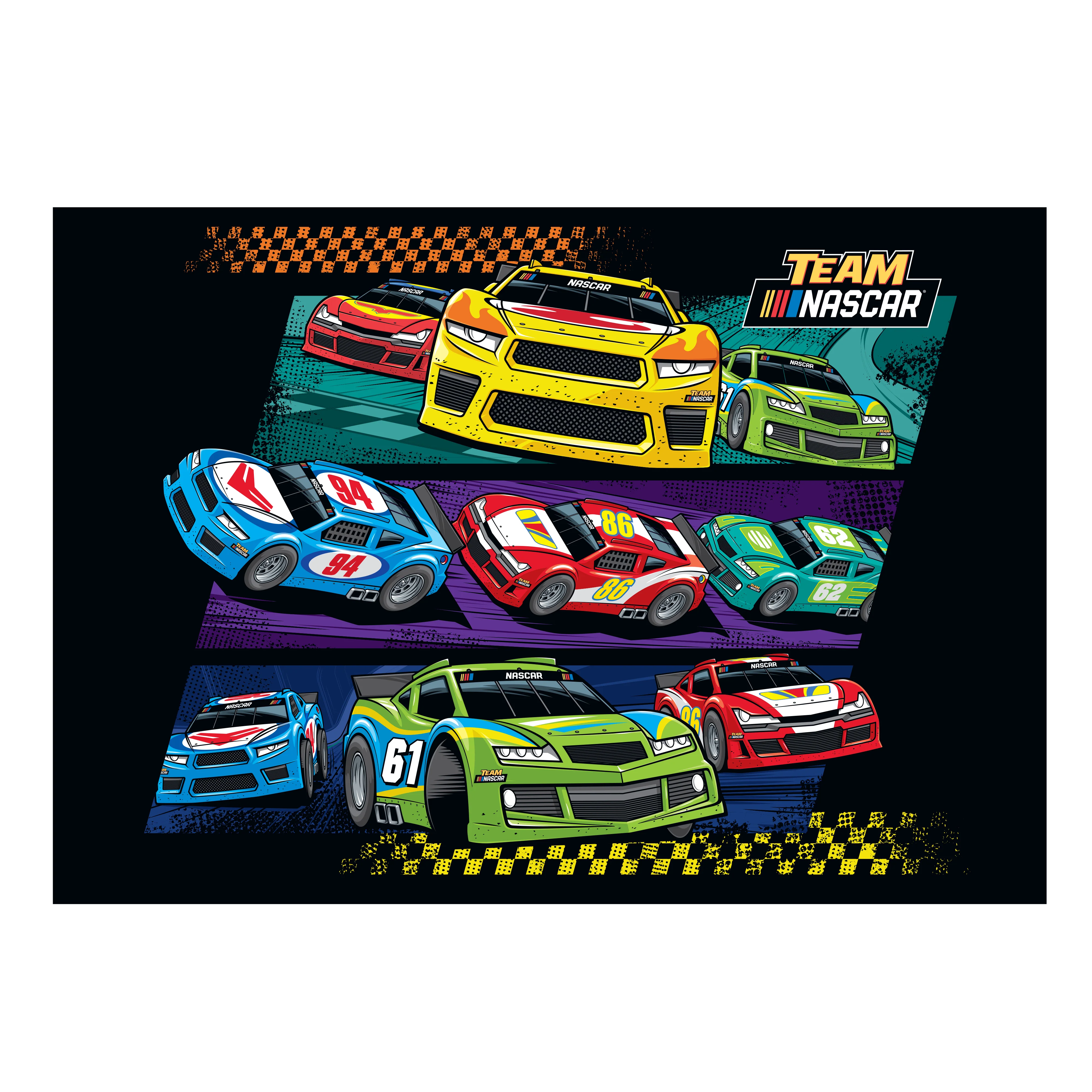 Kids Cars Mural - Peel & Stick Poster - Official NASCAR - Reusable Vinyl Wall Decal