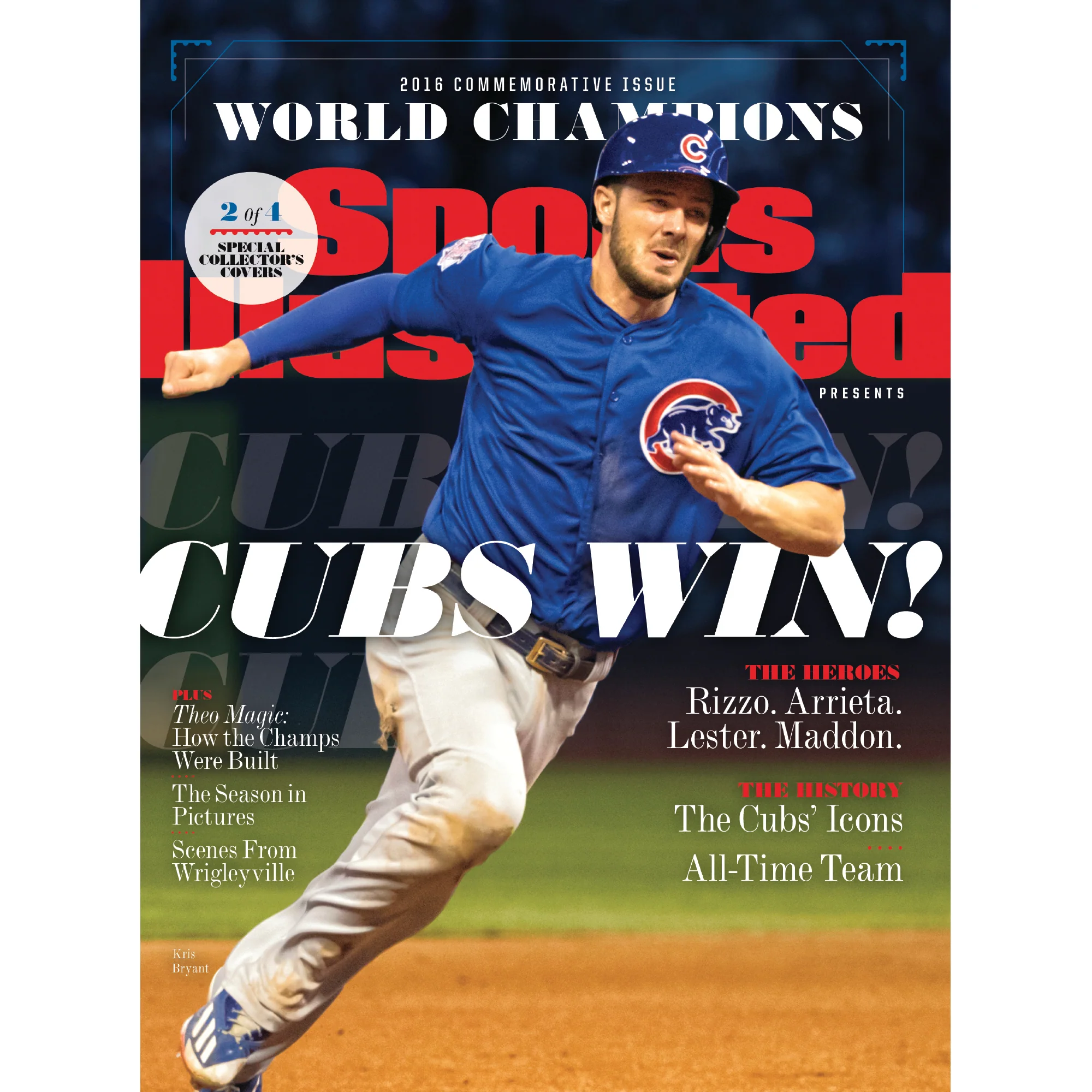 Kris Bryant - November 2016 Champions Commemorative Sports Illustrated Cover - Peel & Stick Poster - Official MLB - Chicago Cubs - Reusable Vinyl Wall Decal
