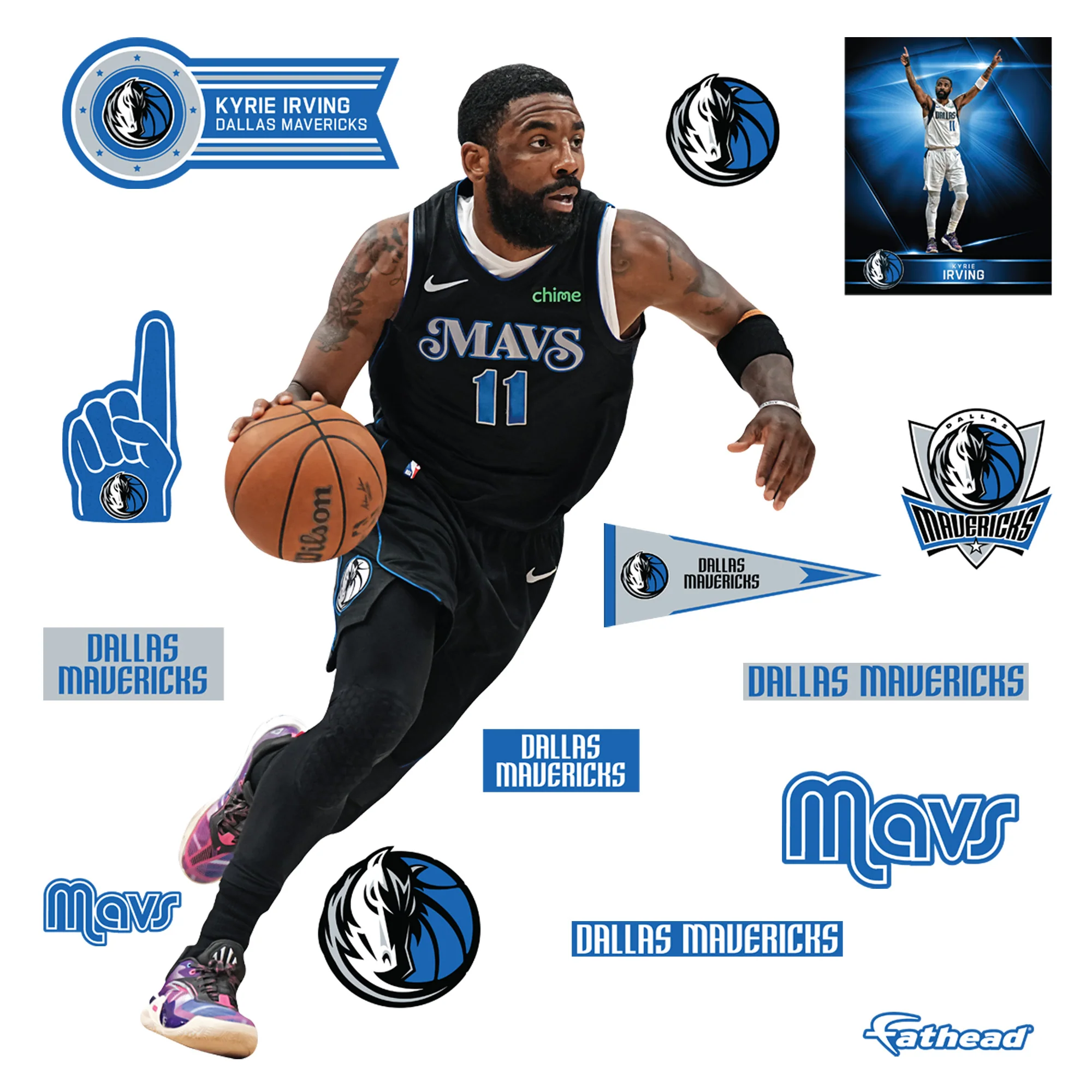 Kyrie Irving City Jersey - RealBig Collection - Official NBA - Dallas Mavericks - Reusable Vinyl Wall Decals - Image 2