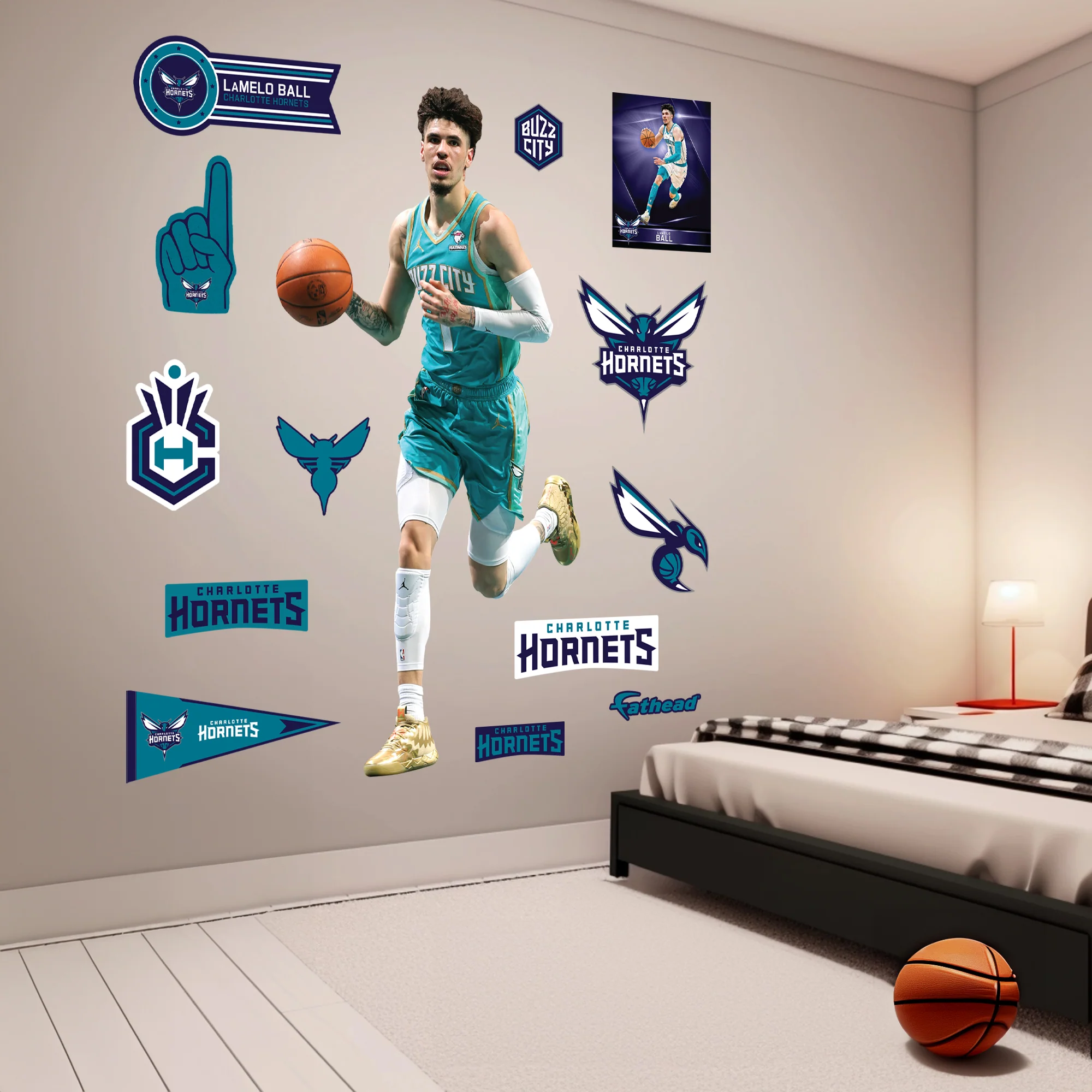 LaMelo Ball City Jersey - RealBig Collection - Official NBA - Charlotte Hornets - Reusable Vinyl Wall Decals - Image 3