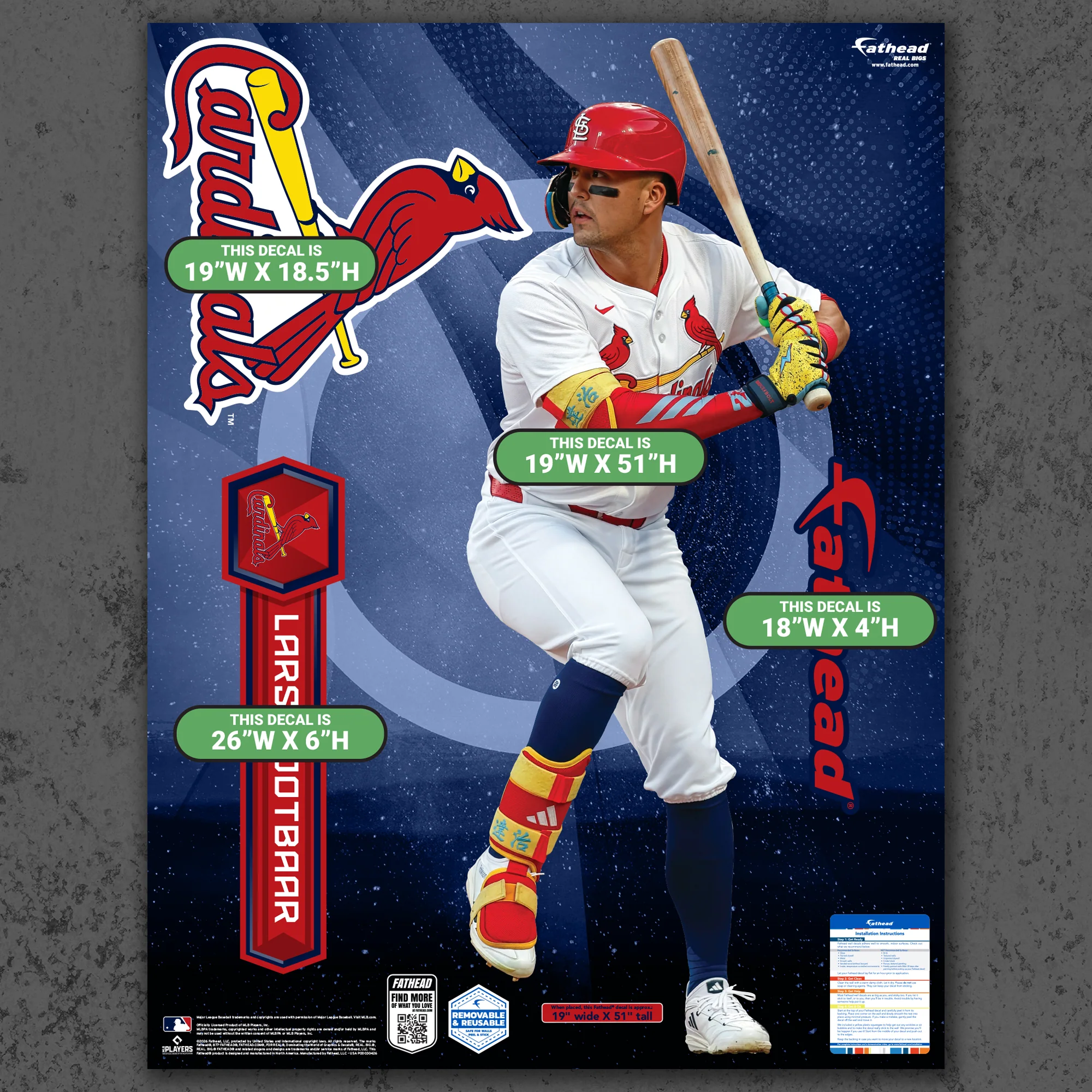Lars Nootbaar - RealBig Collection - Official MLB - St. Louis Cardinals - Reusable Vinyl Wall Decals - Image 6