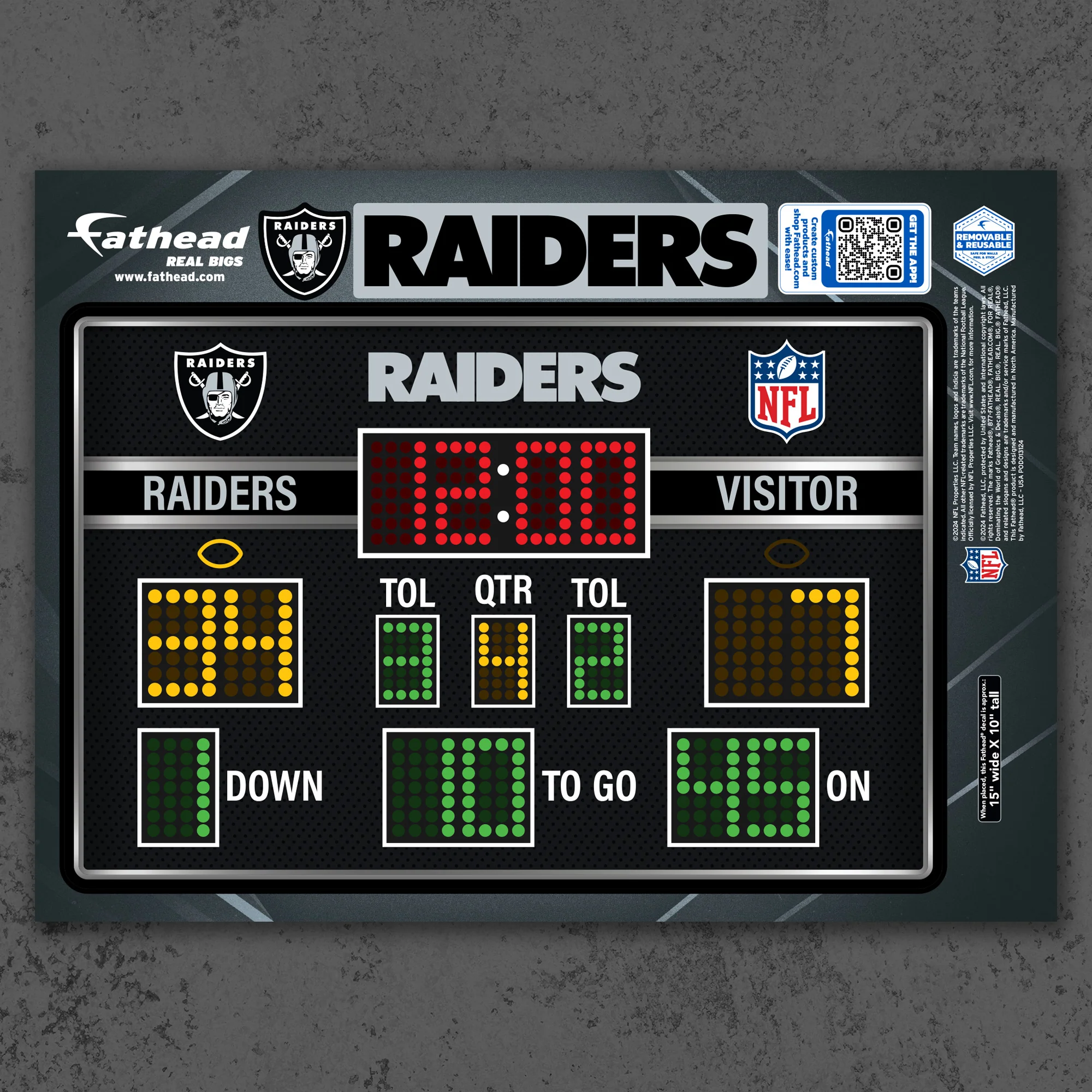Las Vegas Raiders - RealBig Scoreboard Collection - Official NFL - Reusable Vinyl Wall Decals - Image 7
