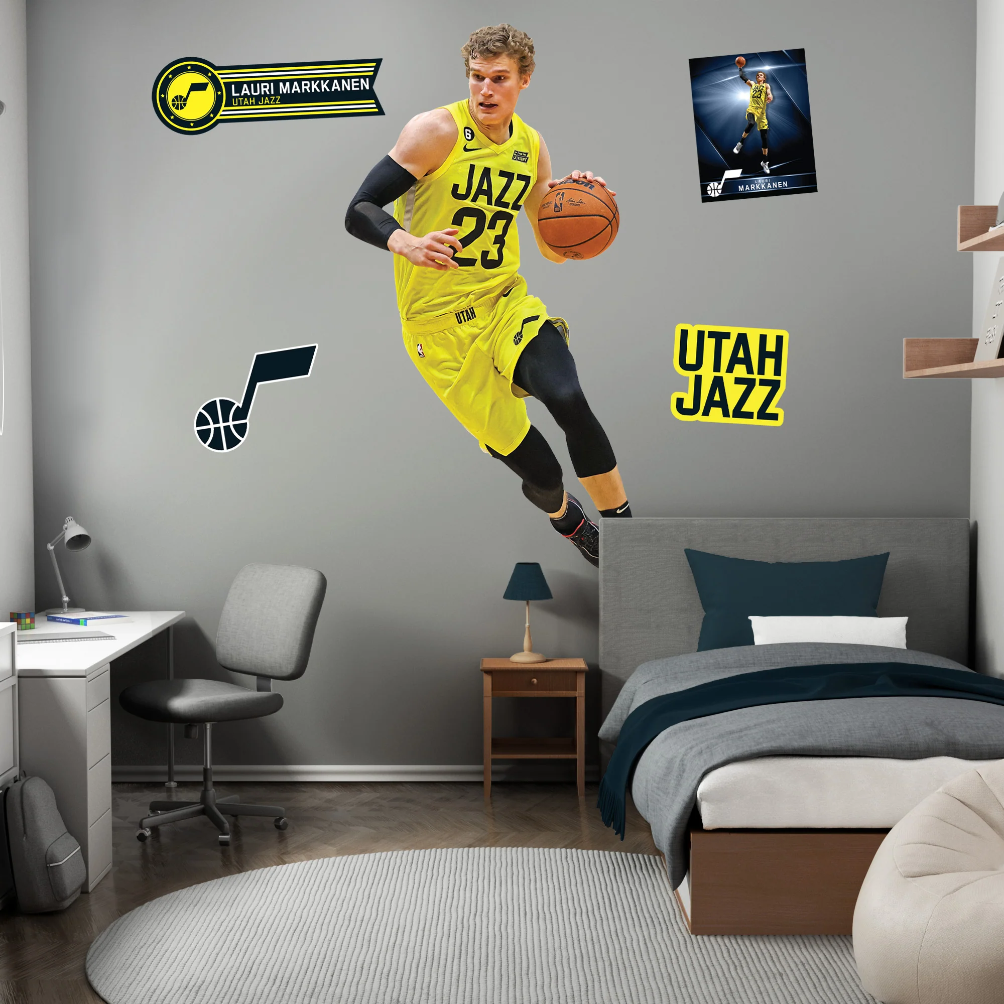 Lauri Markkanen - RealBig Collection - Official NBA - Utah Jazz - Reusable Vinyl Wall Decals