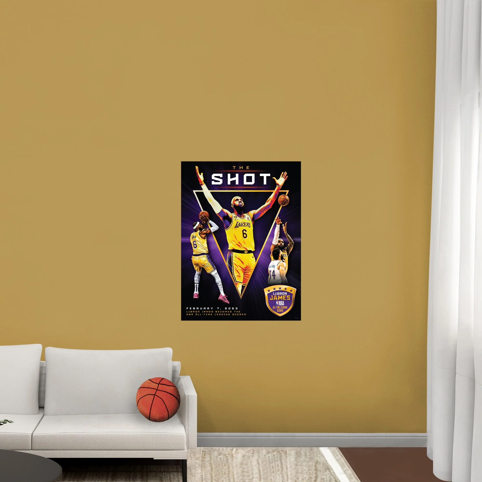 LeBron James - All-Time Scoring Leader Shot - Peel & Stick Poster - Official NBA - Los Angeles Lakers - Reusable Vinyl Wall Decal - Image 4