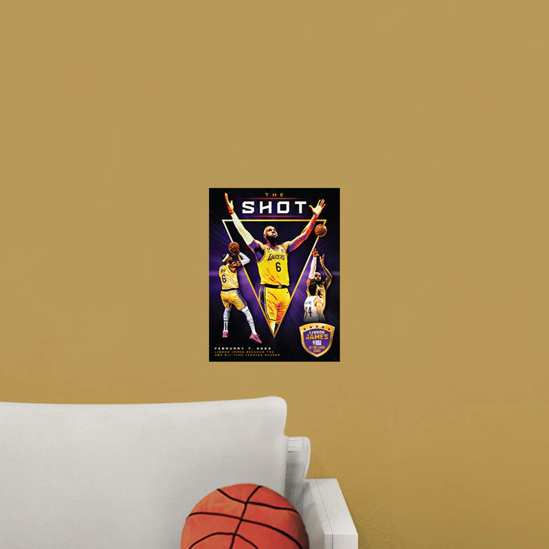LeBron James - All-Time Scoring Leader Shot - Peel & Stick Poster - Official NBA - Los Angeles Lakers - Reusable Vinyl Wall Decal - Image 5