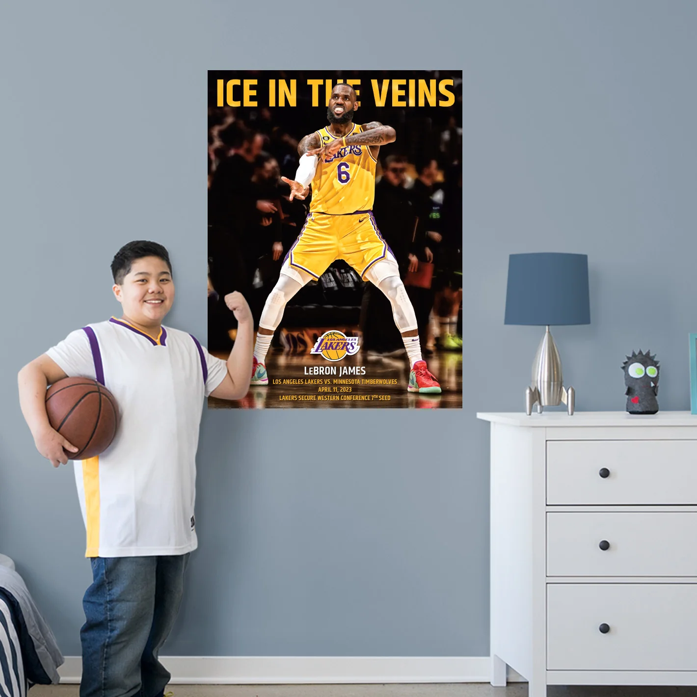 LeBron James - “Ice In My Veins” - Peel & Stick Poster - Official NBA - Los Angeles Lakers - Reusable Vinyl Wall Decal - Image 3
