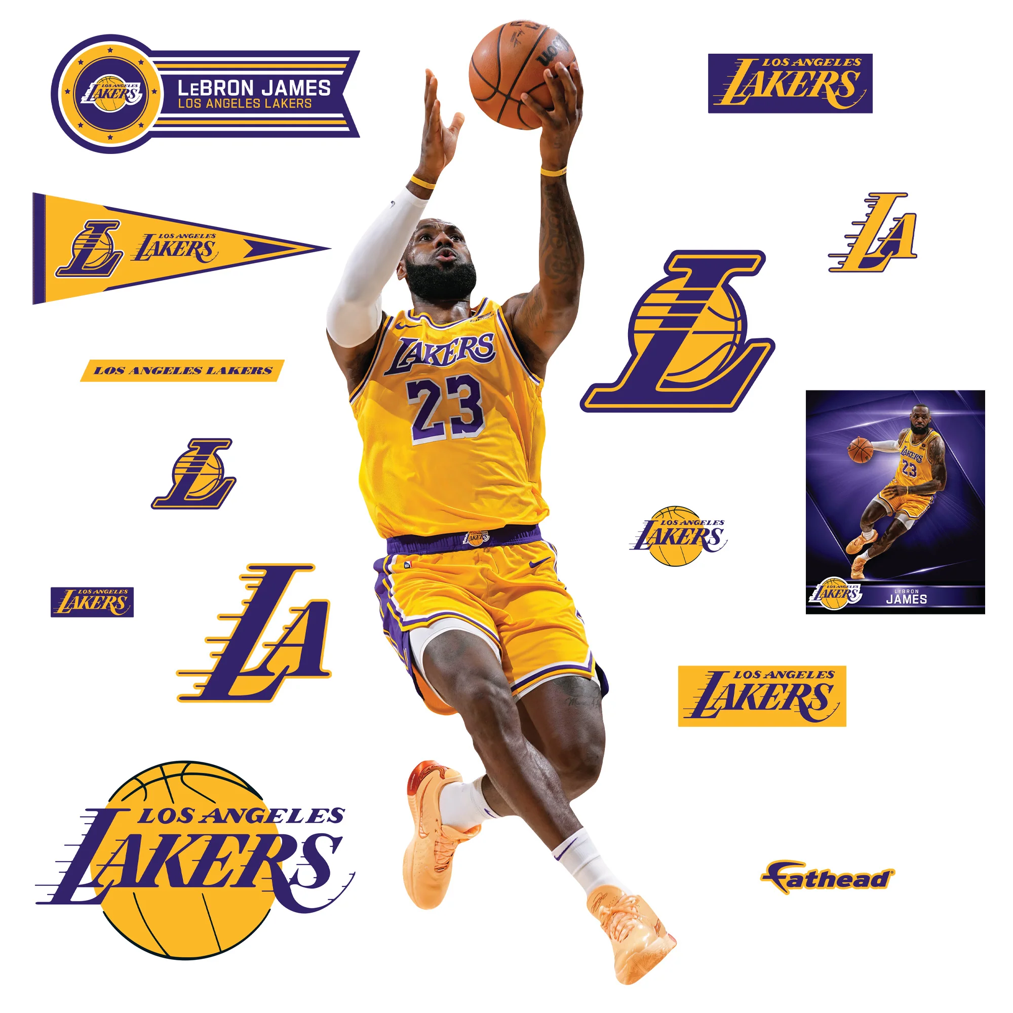 LeBron James Layup - RealBig Collection - Official NBA - Los Angeles Lakers - Reusable Vinyl Wall Decals - Image 2