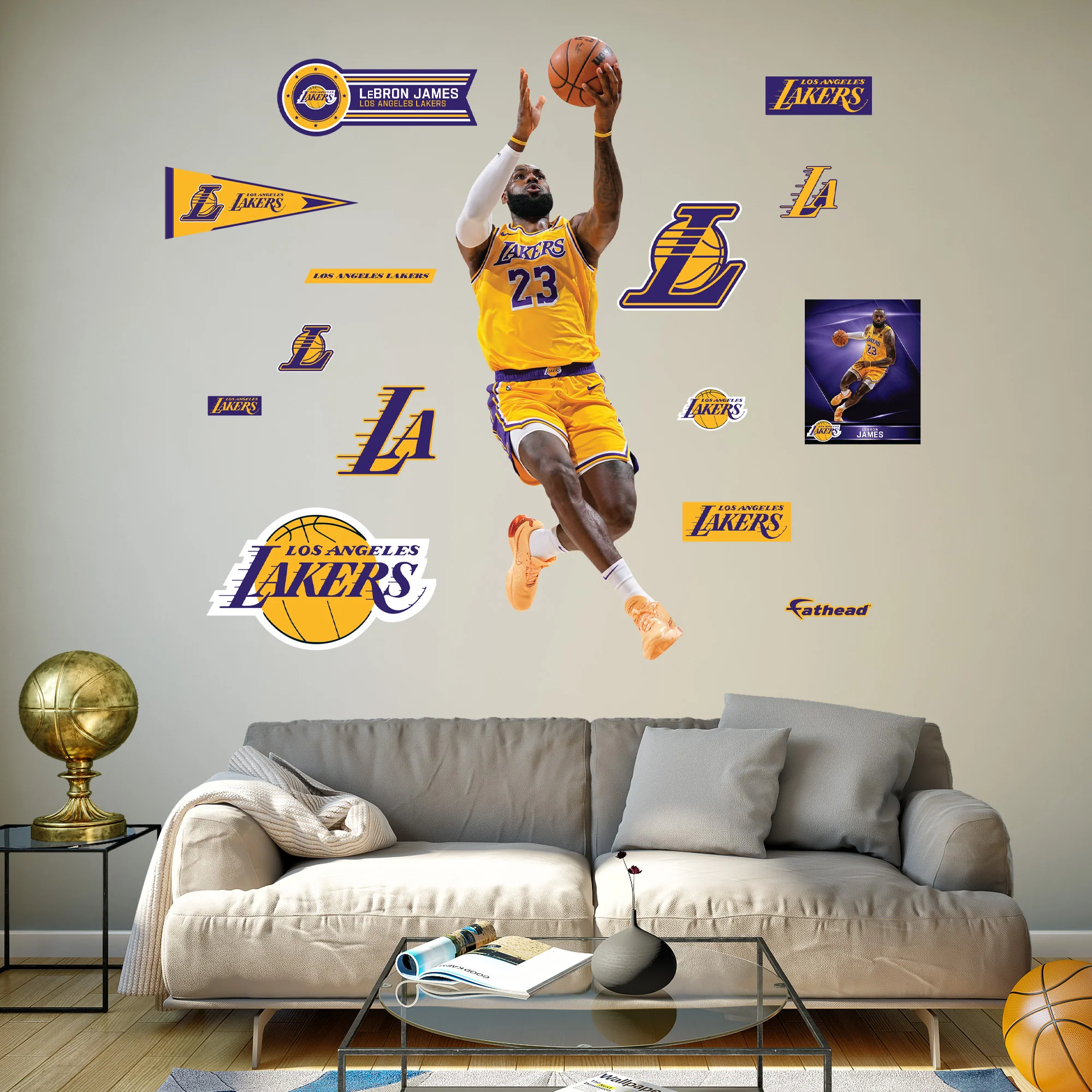 LeBron James Layup - RealBig Collection - Official NBA - Los Angeles Lakers - Reusable Vinyl Wall Decals - Image 3