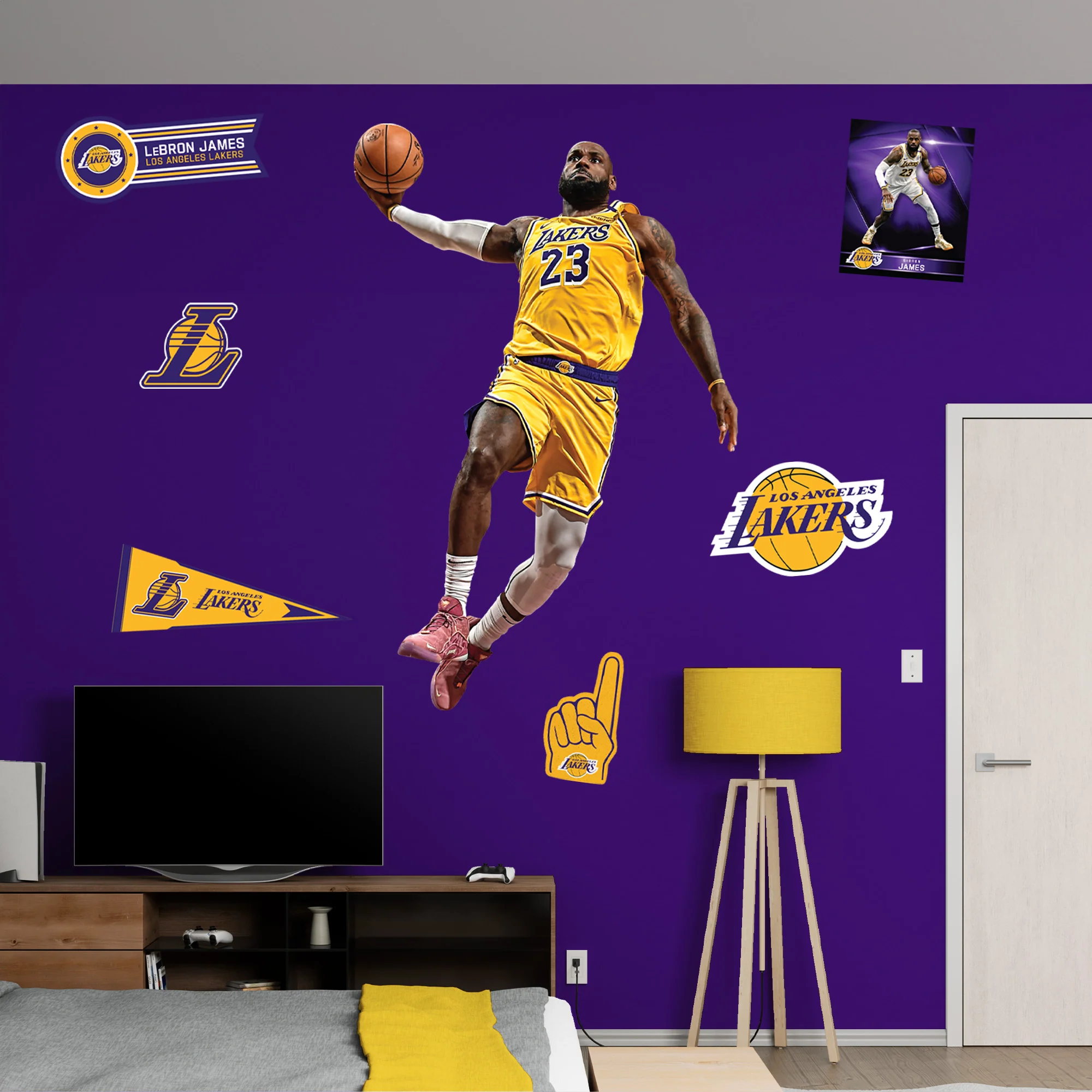 LeBron James - RealBig Dunk Collection - Official NBA - Los Angeles Lakers - Reusable Vinyl Wall Decals - Image 3