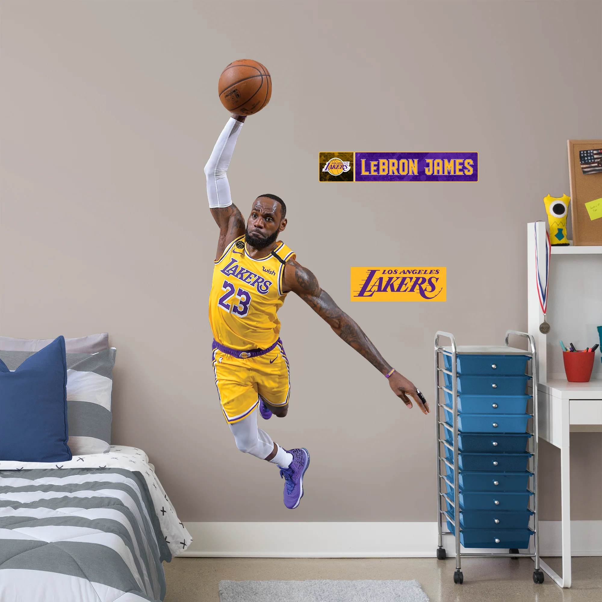 LeBron James - RealBig Dunk Collection - Official NBA - Los Angeles Lakers - Reusable Vinyl Wall Decals - Image 3