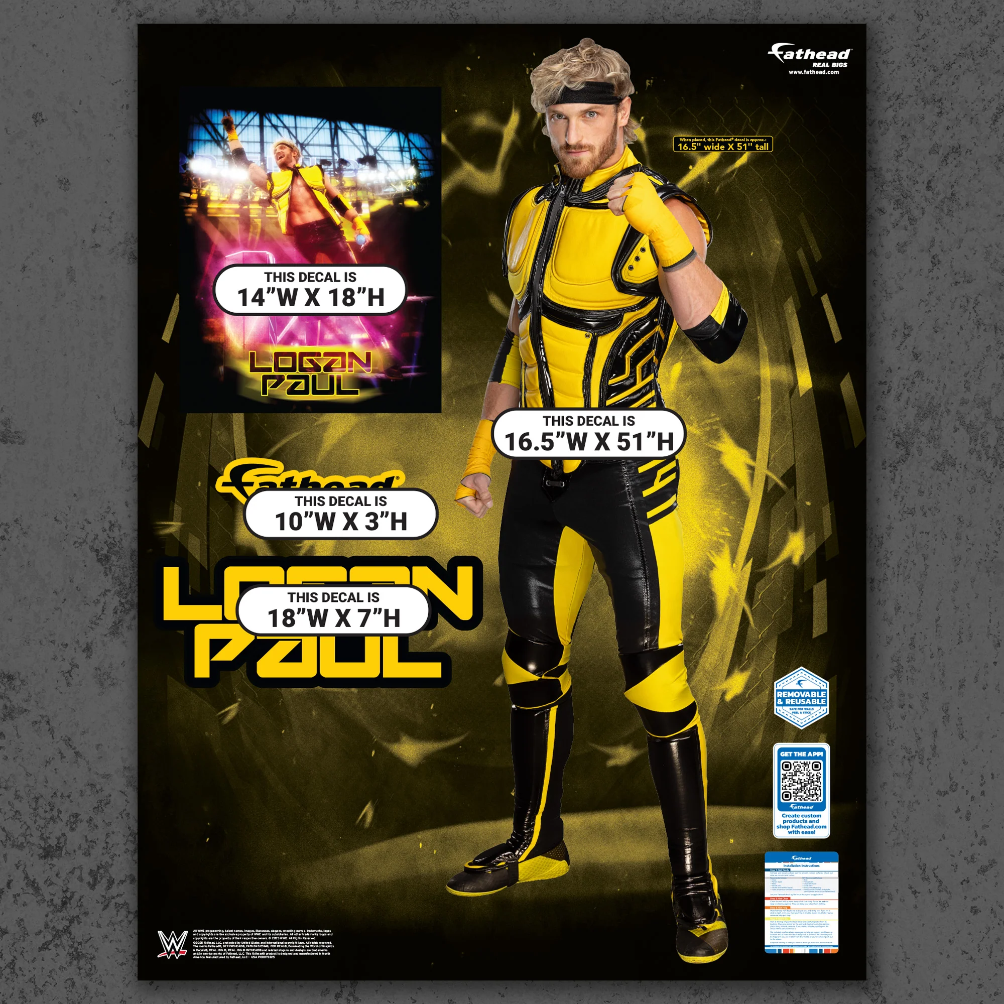 Logan Paul - RealBig Collection - Official WWE - Reusable Vinyl Wall Decals - Image 6