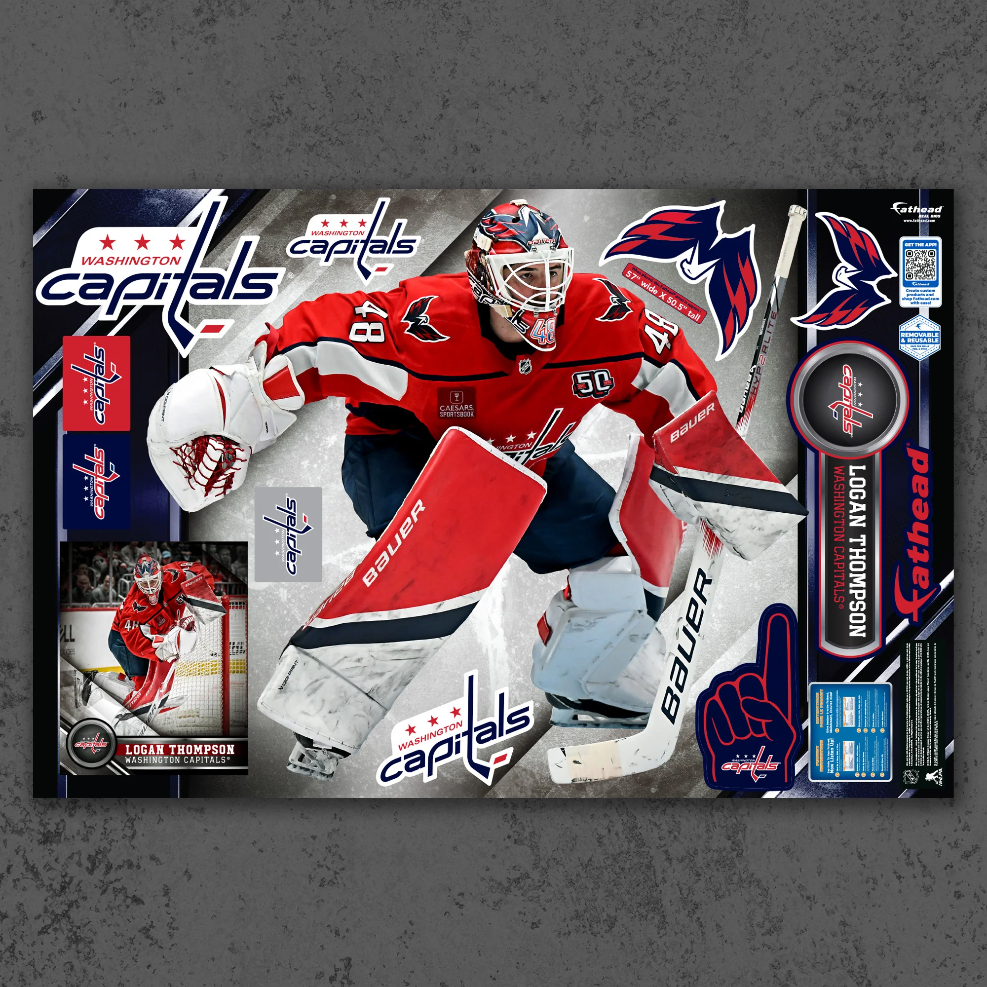 Logan Thompson - RealBig Collection - Official NHL - Washington Capitals - Reusable Vinyl Wall Decals - Image 2