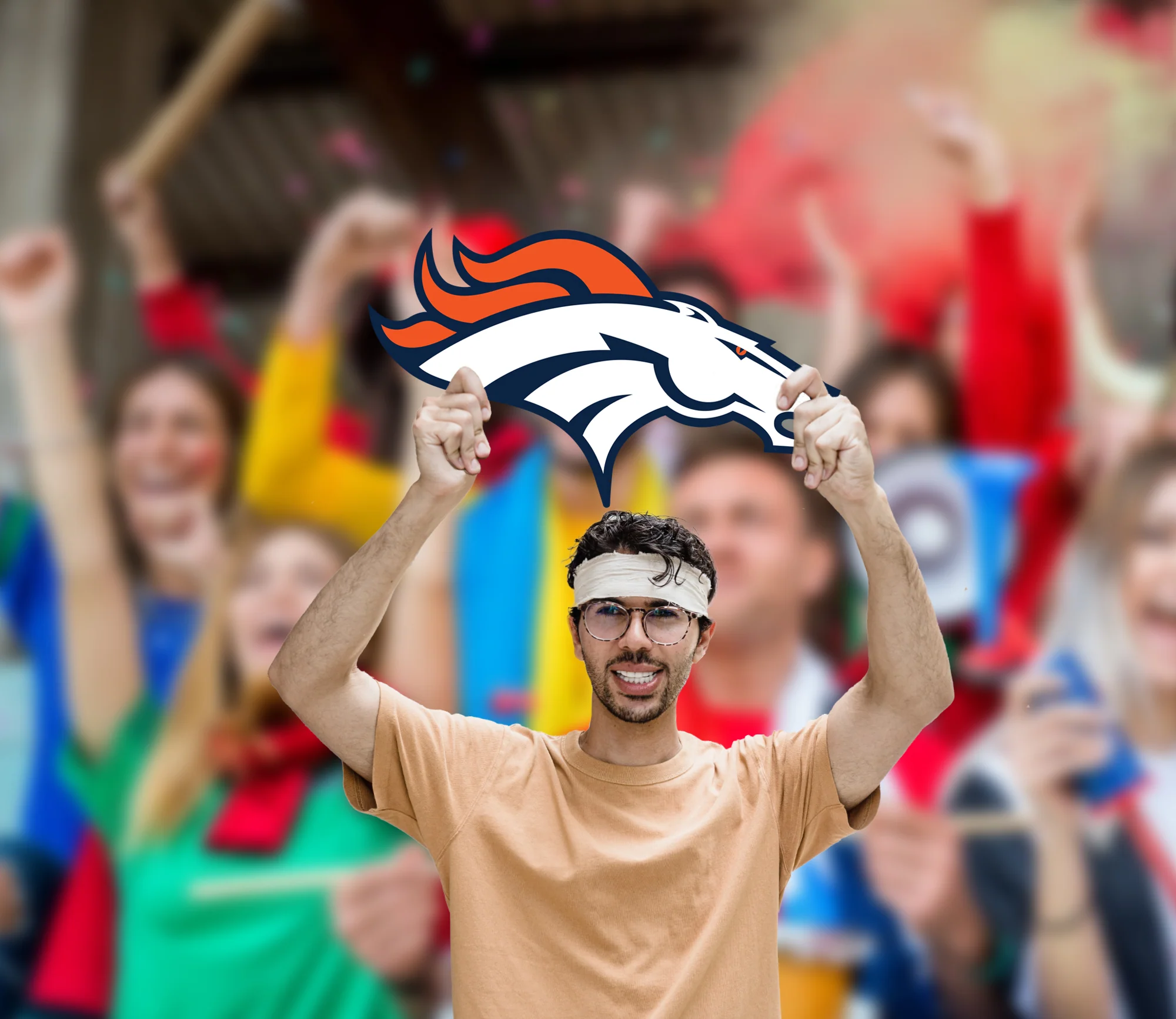 Logo - Big Head - Official NFL - Denver Broncos - Foam Core Cutout