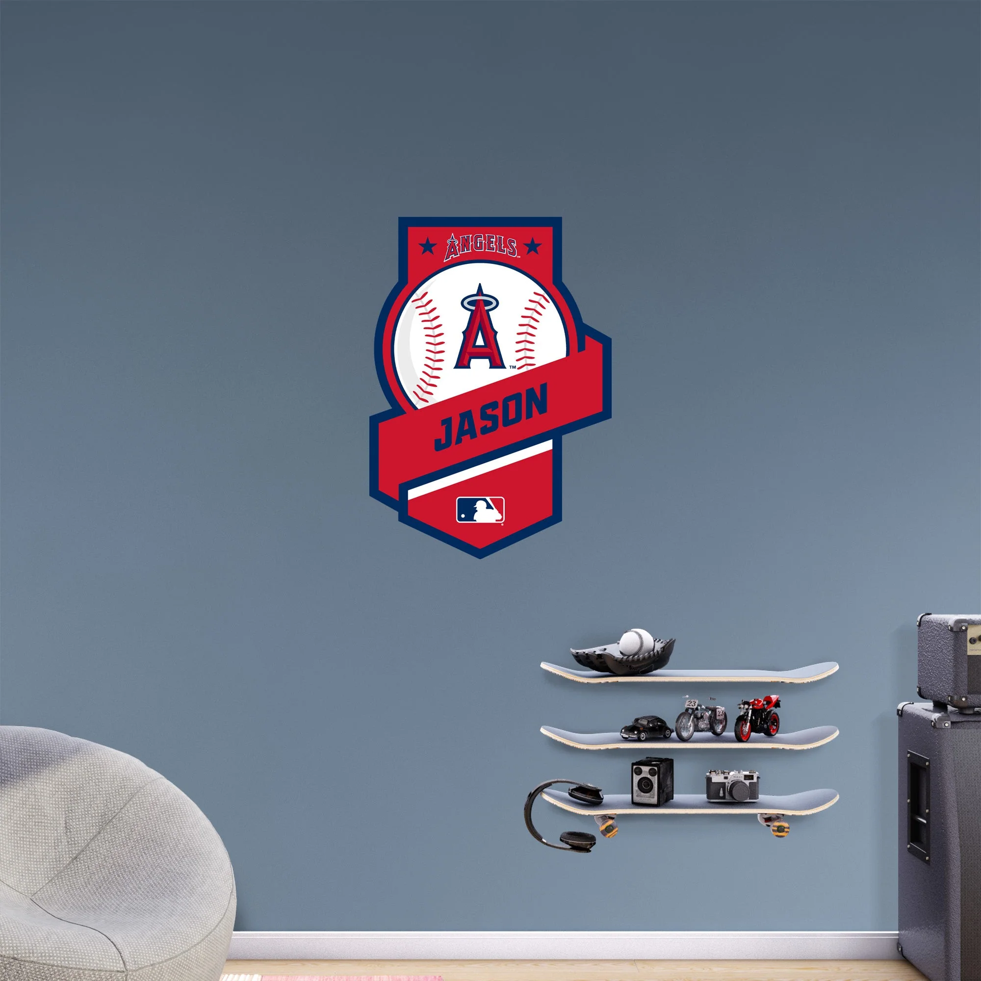 Los Angeles Angels - Banner Badge - With Personalized Name - Official MLB - Vinyl Transfer Decal - Image 4