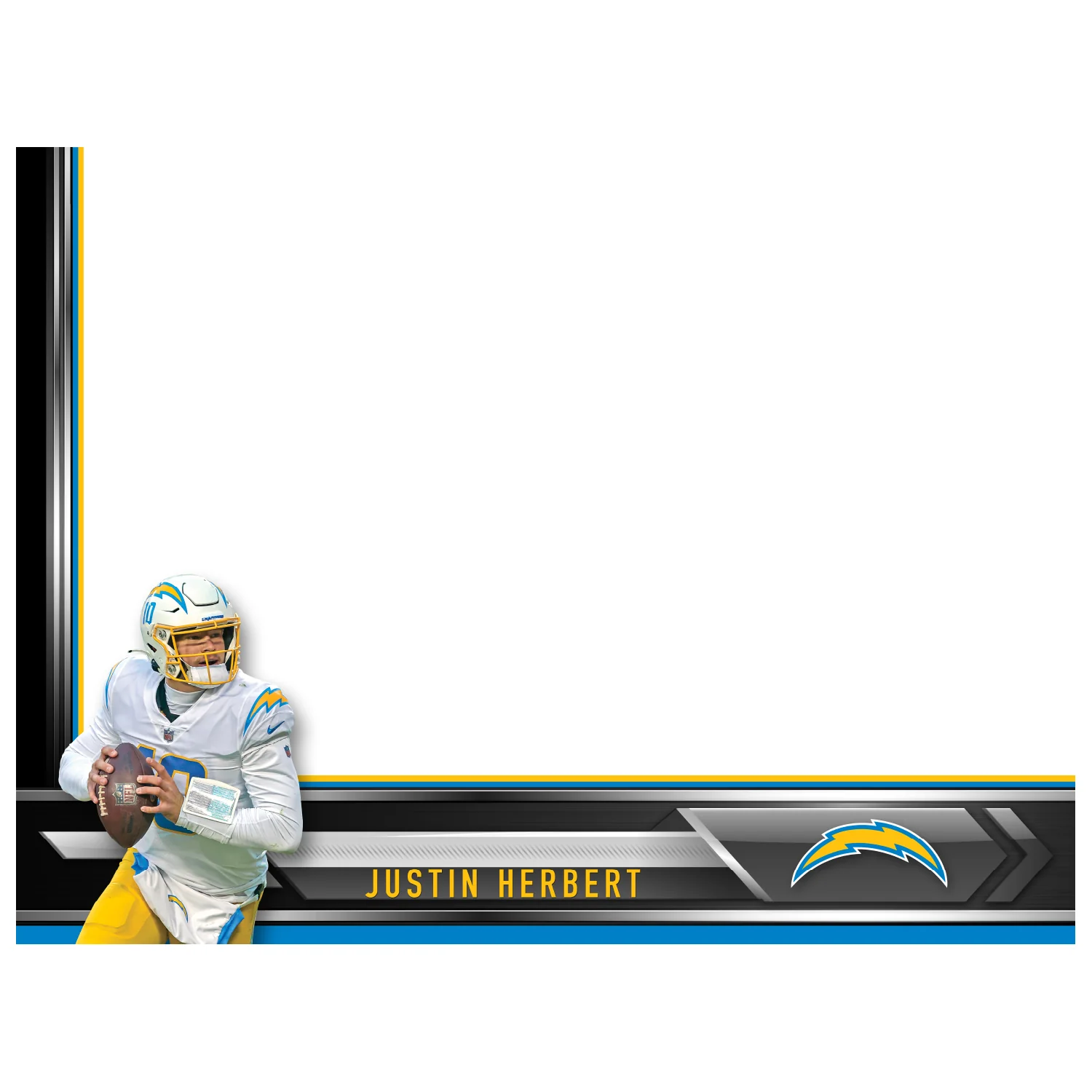 Los Angeles Chargers - Justin Herbert - Dry Erase Whiteboard - Official NFL - Reusable Vinyl Wall Decal