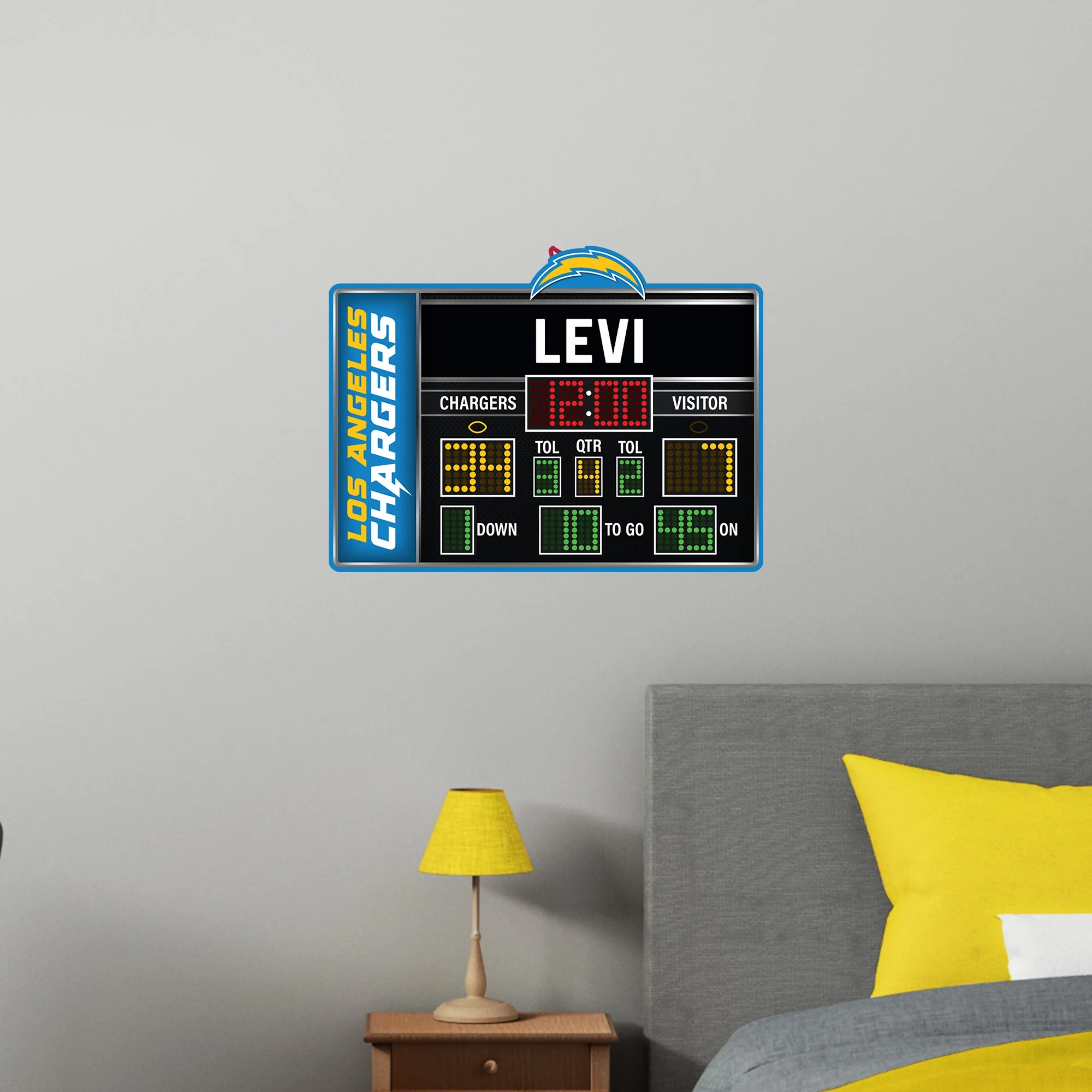 Los Angeles Chargers - Scoreboard Graphic - With Personalized Name - Official NFL - Reusable Vinyl Wall Decals - Image 6