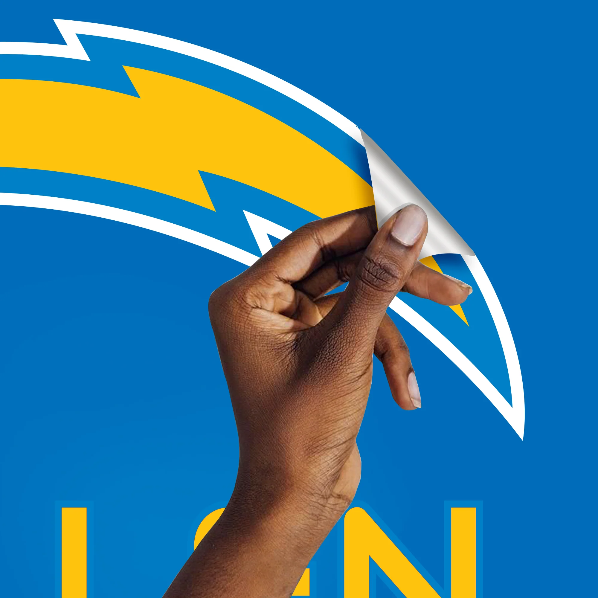 Los Angeles Chargers - Stacked Logo - With Personalized Name - Gold Text - Official NFL - Reusable Vinyl Transfer Decal - Image 3