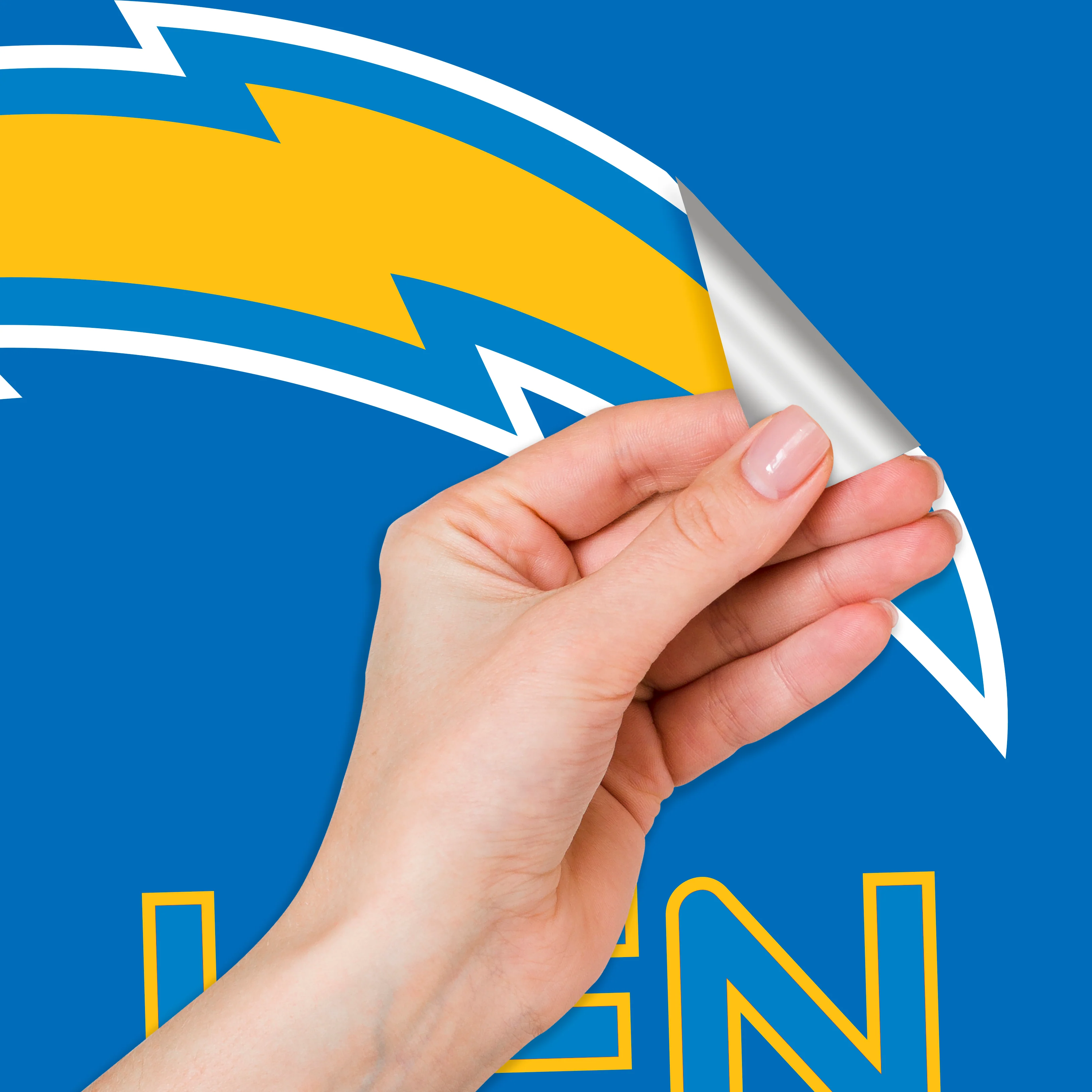 Los Angeles Chargers - Stacked Logo - With Personalized Name - Powder Blue Text - Official NFL - Reusable Vinyl Transfer Decal - Image 3
