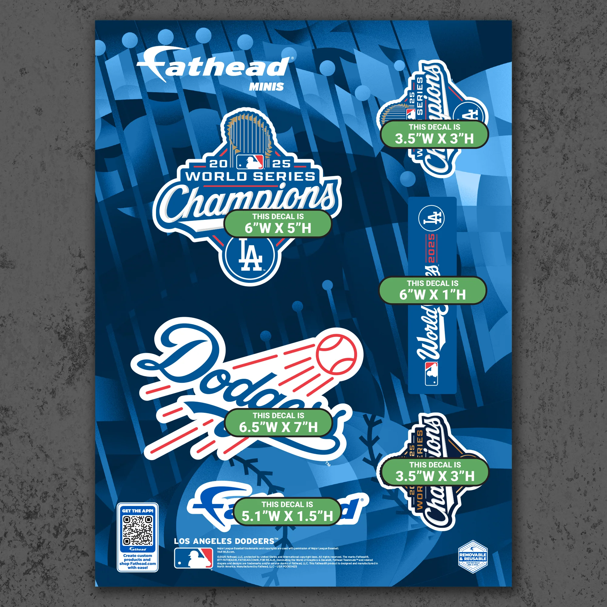 Los Angeles Dodgers - 5 Logo Minis (Mixed Sizes) - Official MLB - 2025 World Series Champions - Reusable Vinyl Decals - Image 4