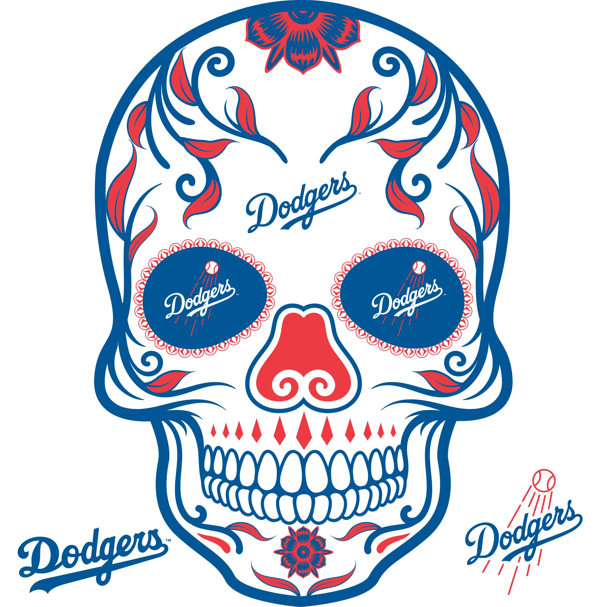 Los Angeles Dodgers - RealBig Sugar Skull Collection - Official MLB - Reusable Vinyl Wall Decals - Image 3