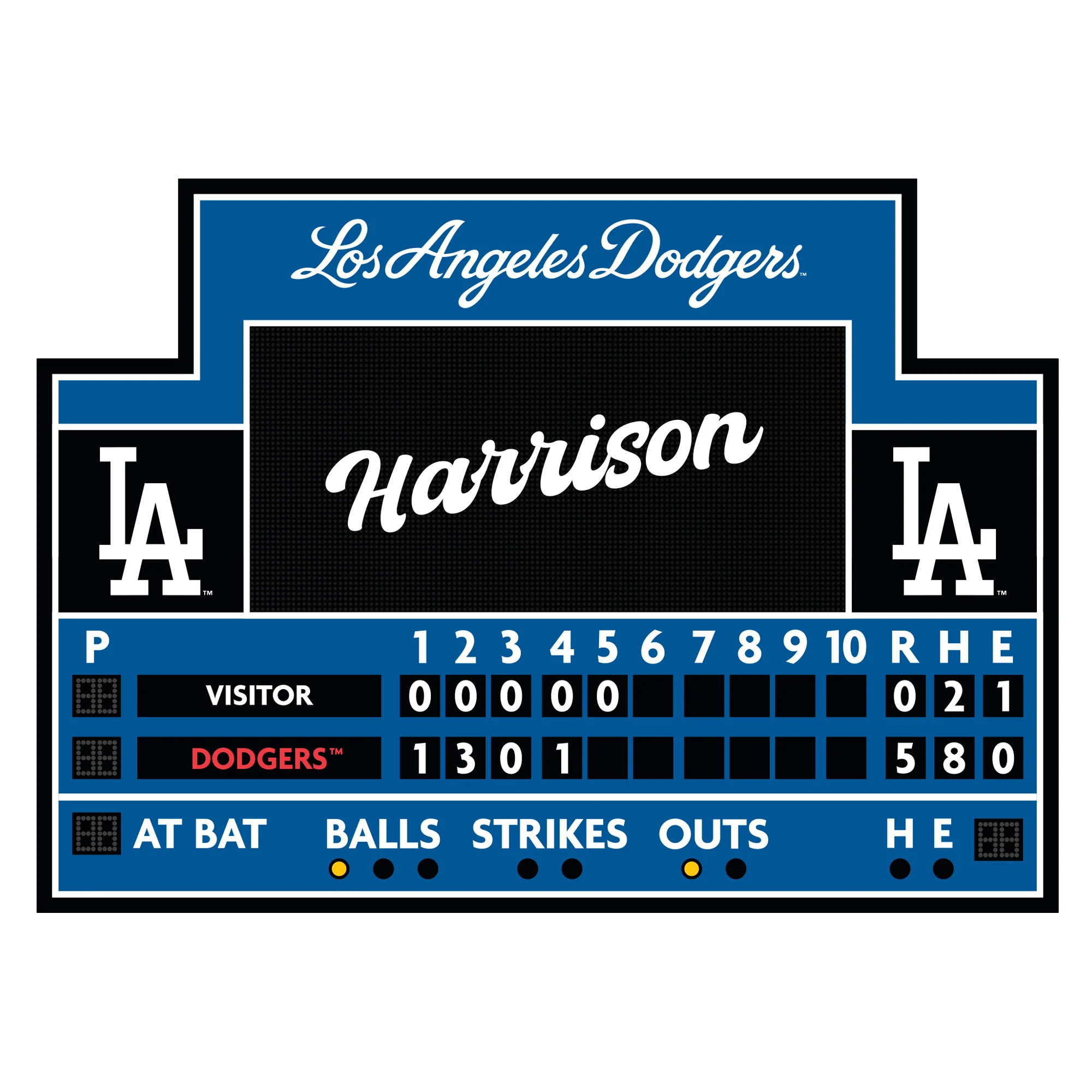 Los Angeles Dodgers - Scoreboard Graphic - With Personalized Name - Official MLB - Vinyl Transfer Decal - Image 6