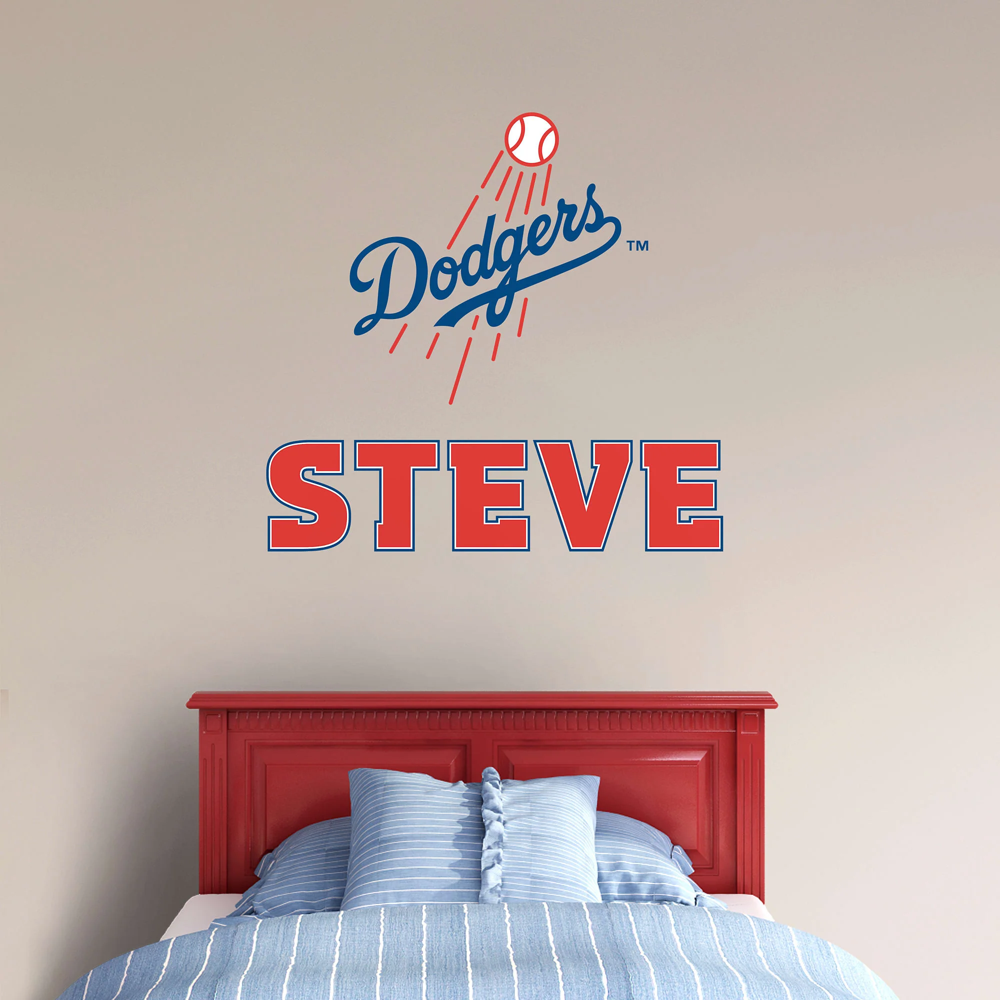 Los Angeles Dodgers - Stacked Logo - With Personalized Name - Official MLB - Vinyl Transfer Decal - Image 2